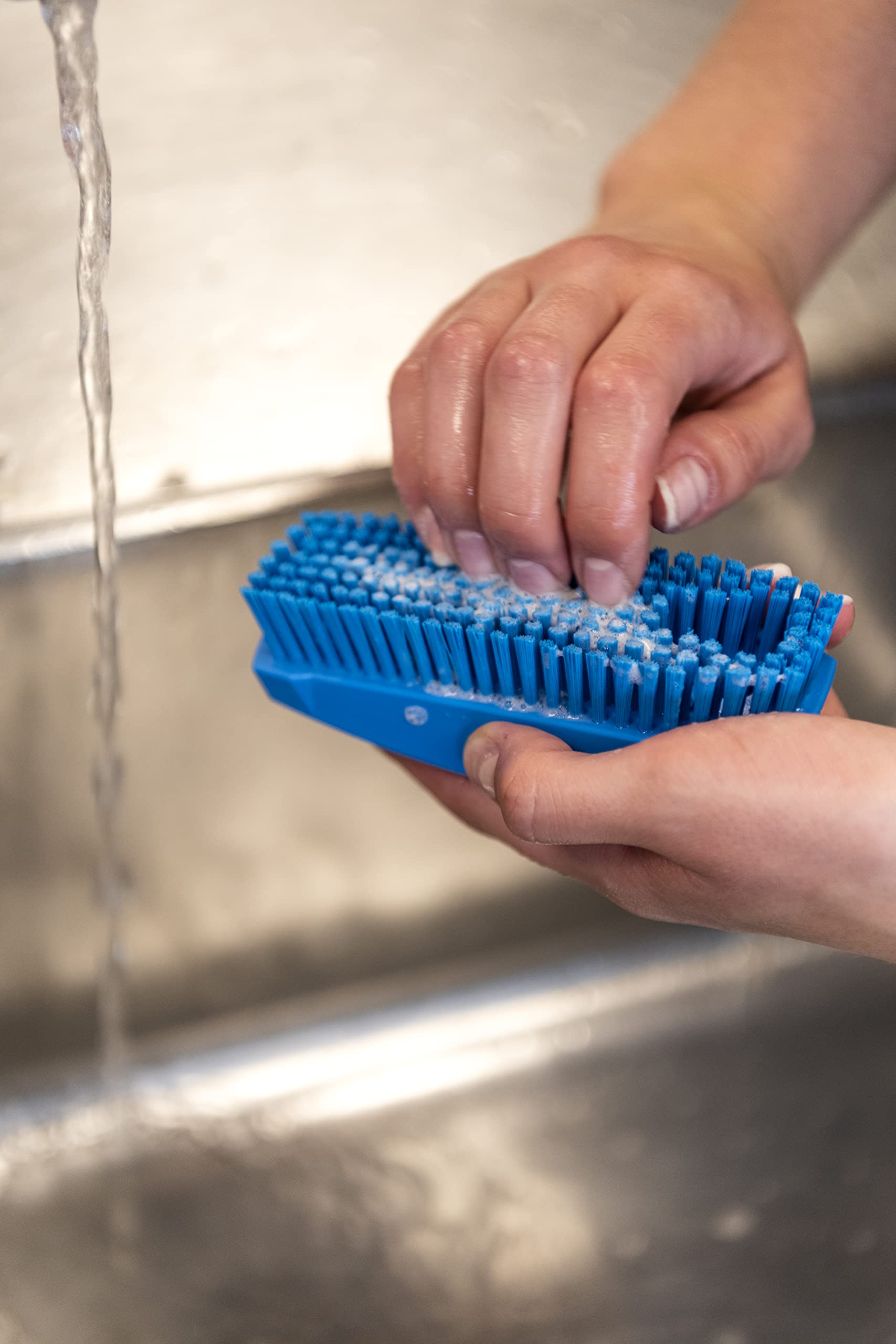 Vikan Hand Brush - Stiff Bristles for Nails & Surfaces | Polypropylene | Blue 8