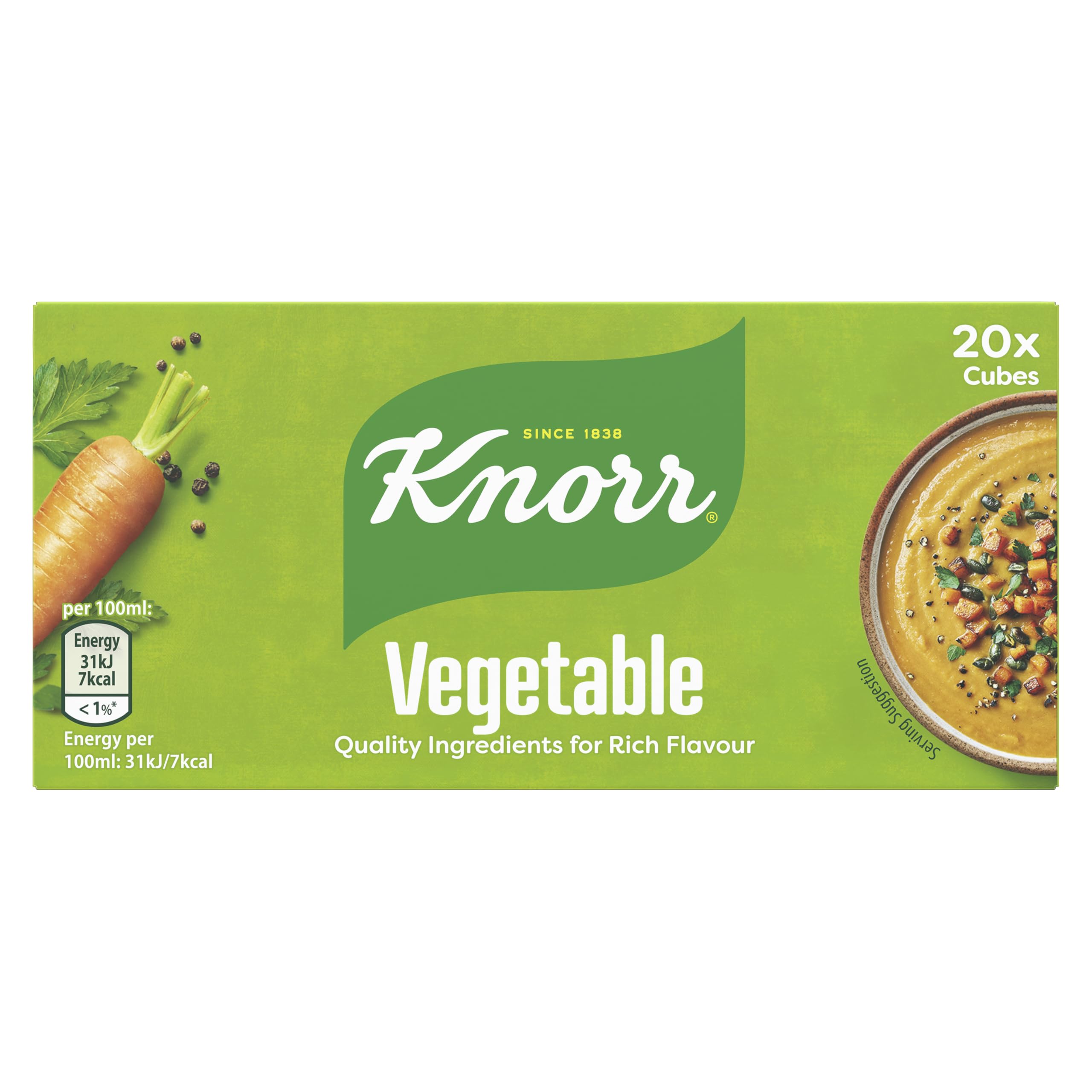 Knorr Vegetable Stock Cubes - Gluten-Free Flavor Enhancer | 20 x 10g Cubes