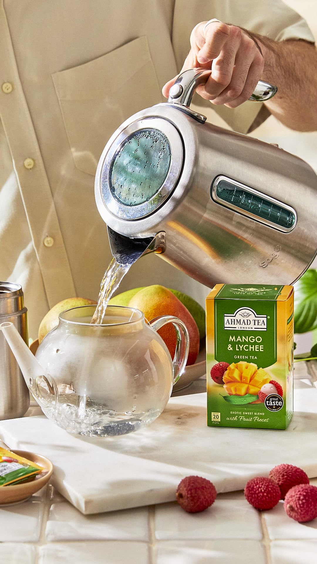 Ahmad Tea Mango & Lychee Green Tea - 20 Teabag Sachets | Tropical Fruit Blend 4