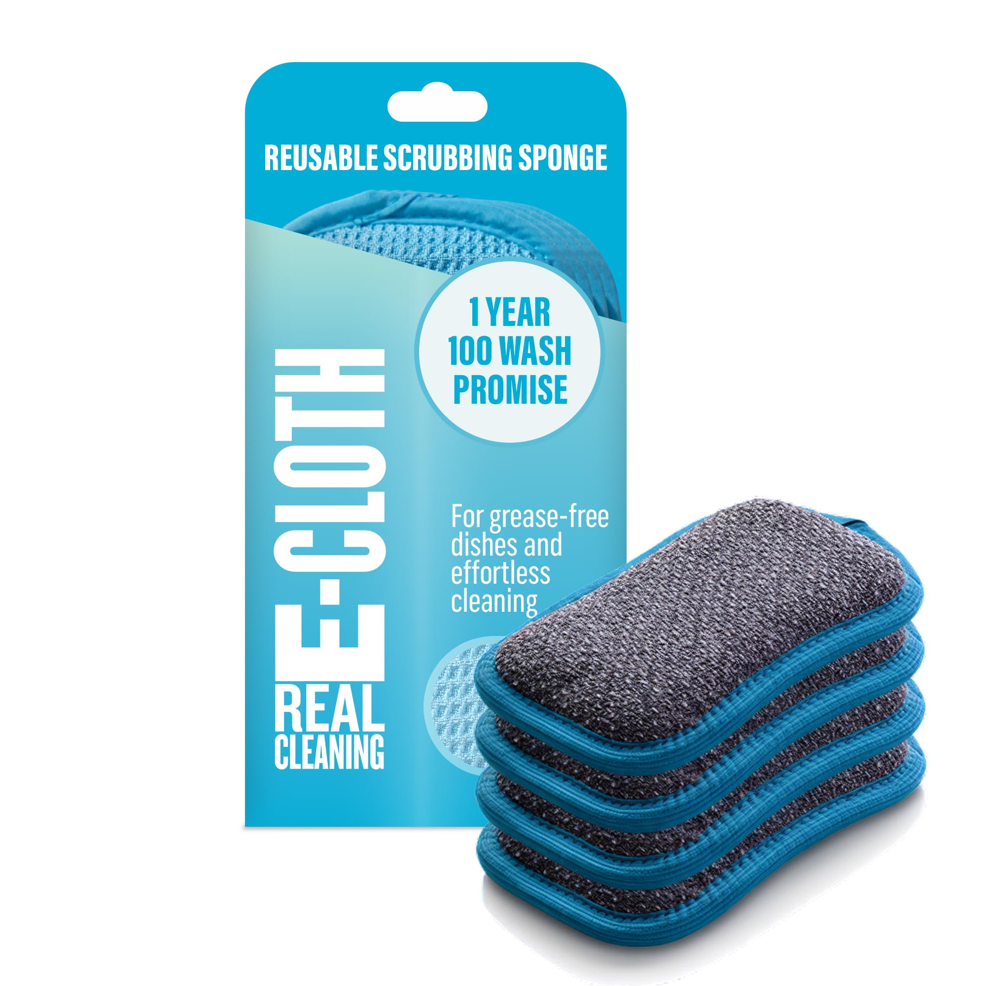 E-Cloth Washing Up Pad - Reusable Kitchen Scrubber | Pack of 4 | Blue 1