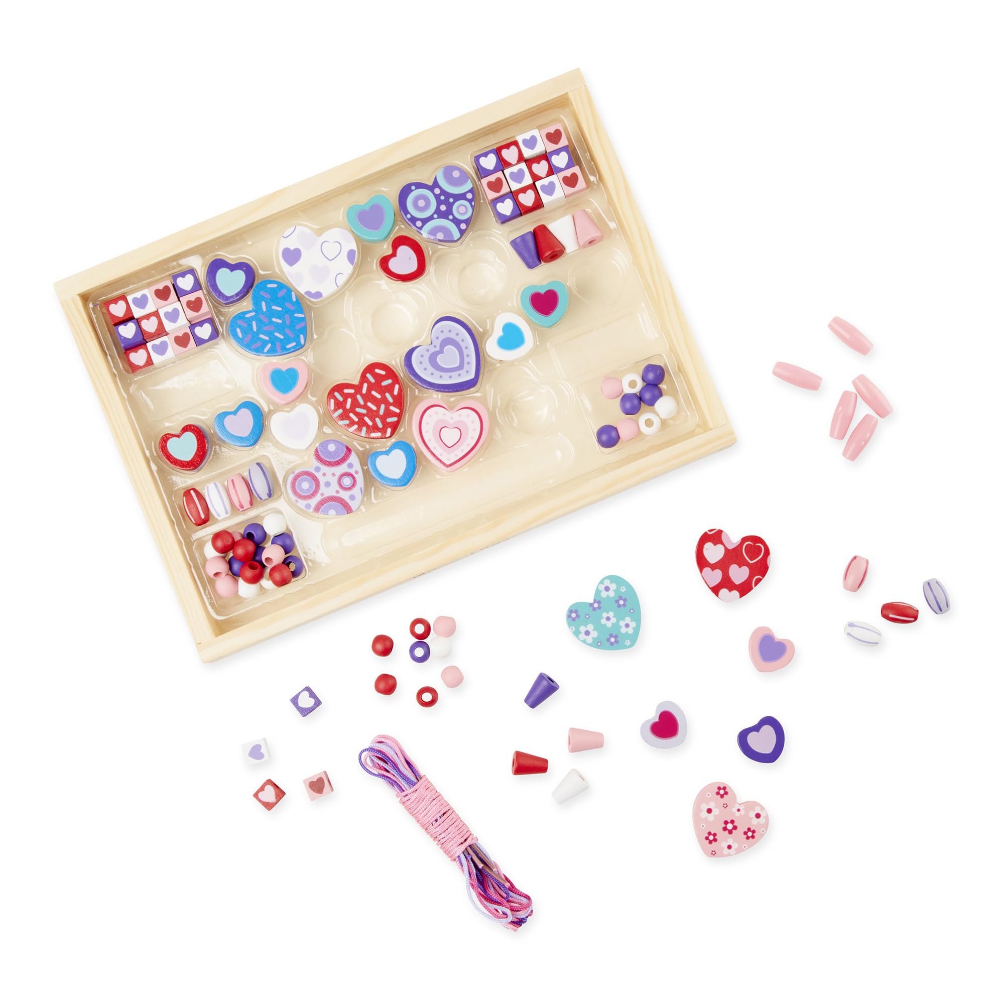 Melissa & Doug Sweet Hearts Bead Set - Wooden Jewellery Making Kit for Ages 4+ | 120 Beads 3