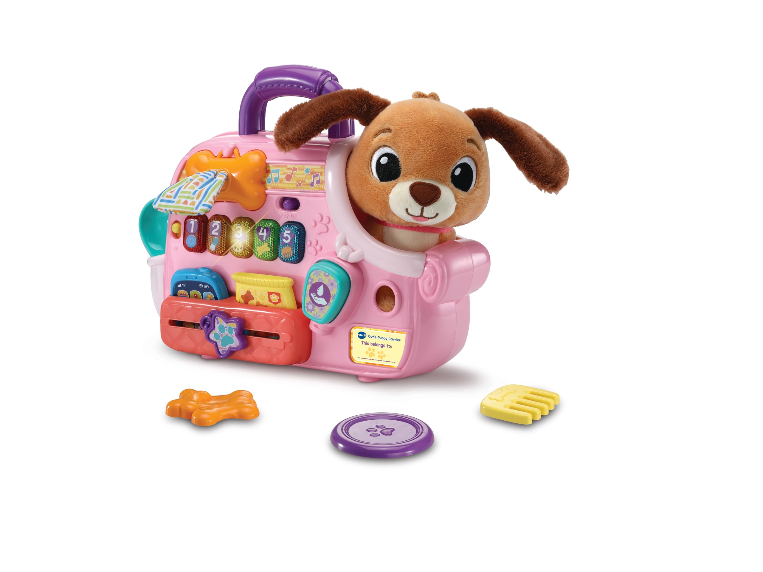 VTech Baby Cutie Puppy Carrier - Interactive Role-Play Toy with 6 Accessories | Ages 9-36 Months