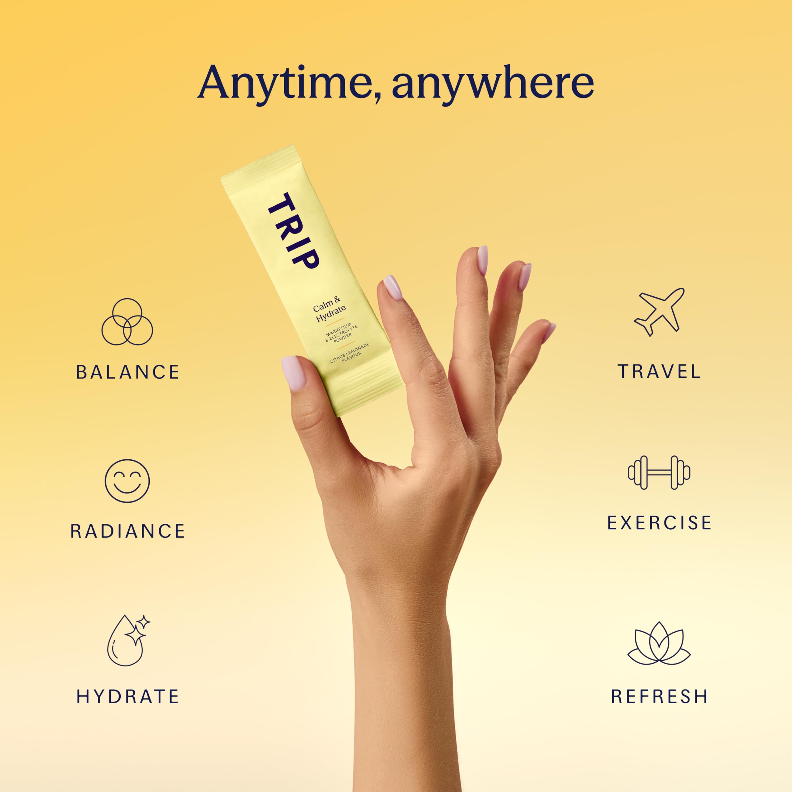 TRIP Calm & Hydrate Electrolyte + Magnesium Powder Citrus Lemonade | On-The-Go Sachets 5