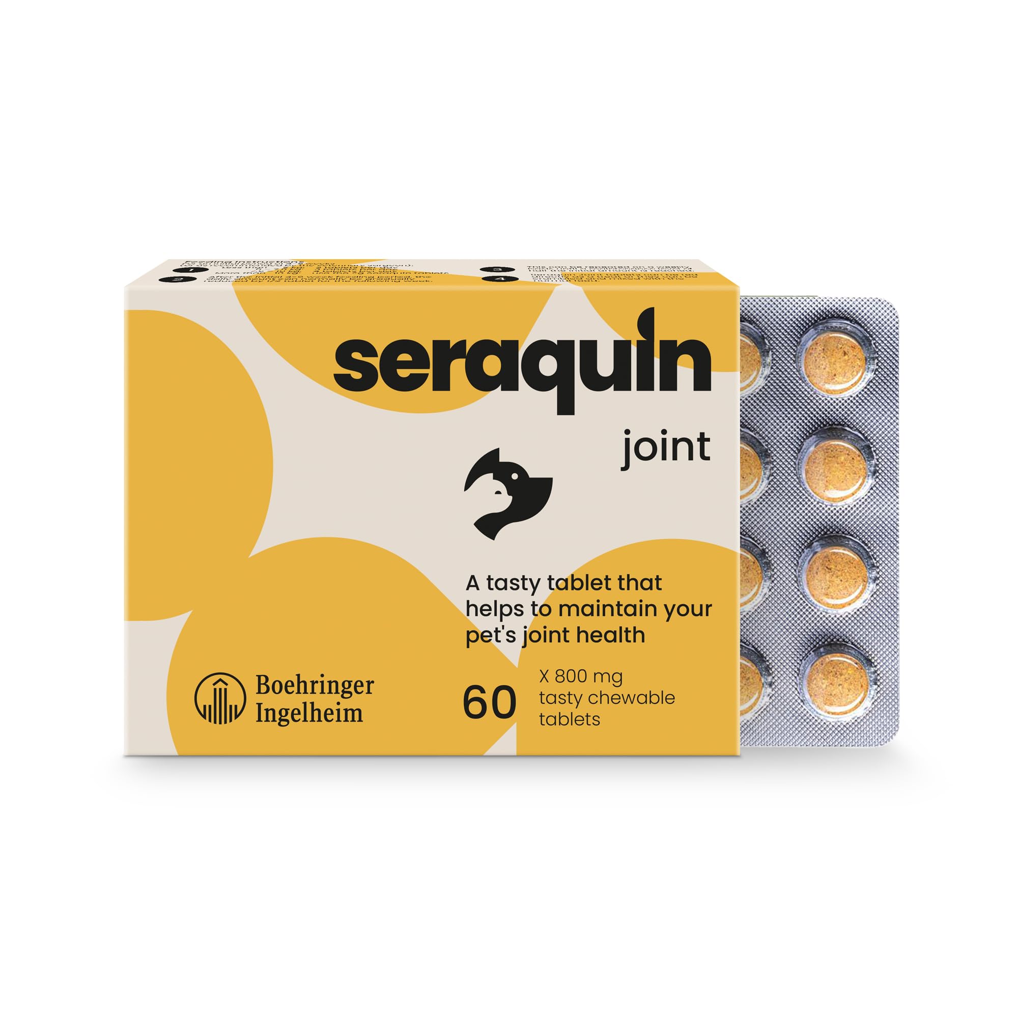 Seraquin Joint Supplement - 60 Chewable Tablets (800 mg) for Dogs | Supports Healthy Cartilage