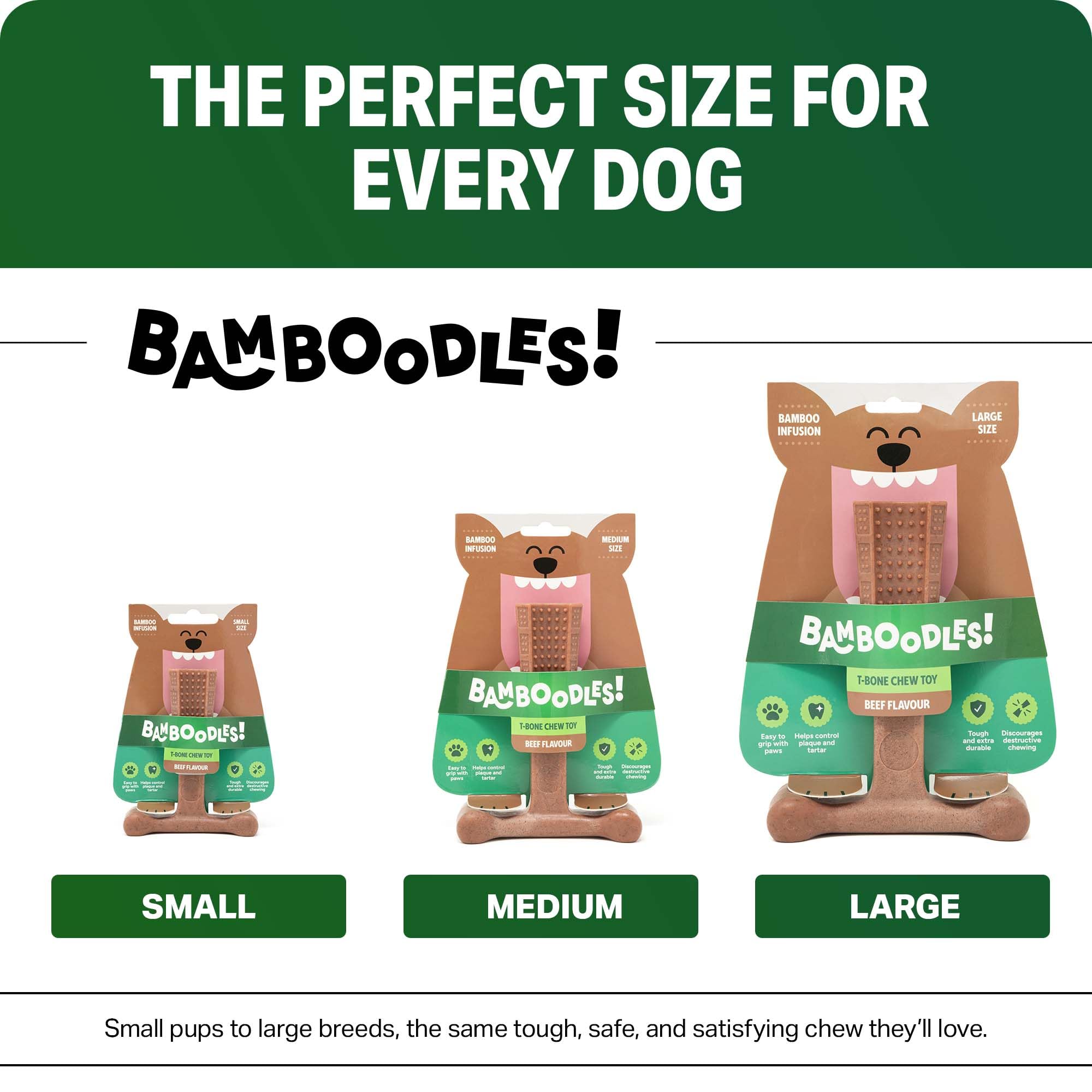 Bamboodles Dog Chew Toy - Small Size | Beef Flavour | Durable Nylon & Bamboo Fibre 4
