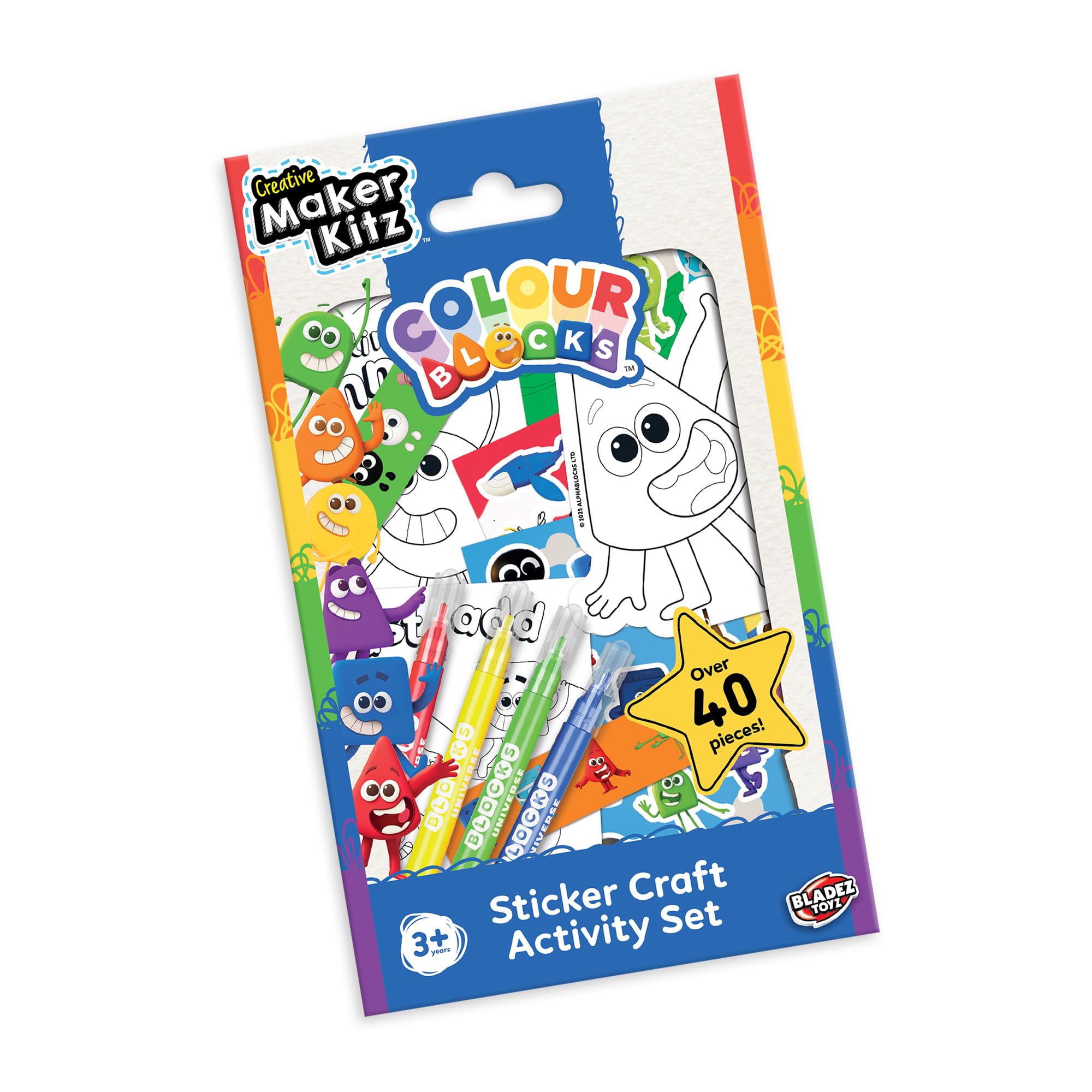 BLADEZ Colourblocks Sticker Activity Set with 40+ Pieces and Washable Pens