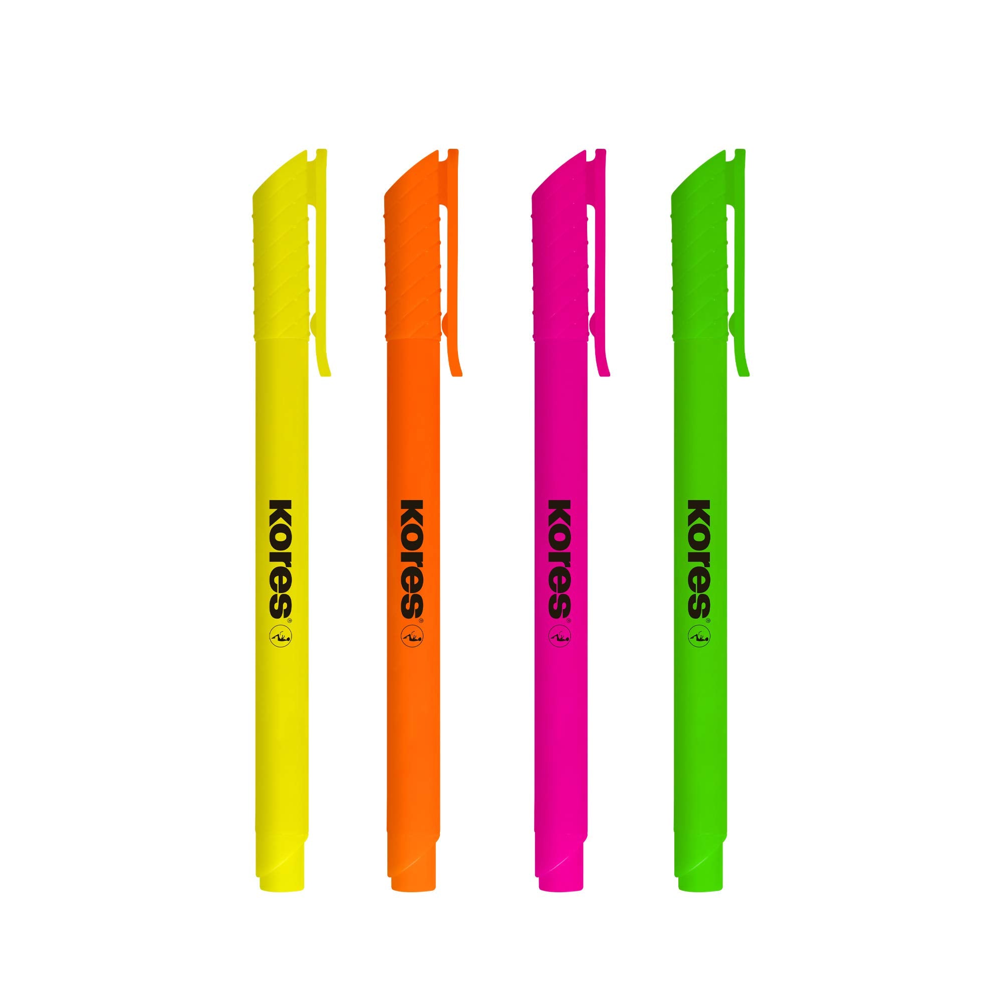Kores High Liner Neon Highlighter Pens - Set of 4 | Chisel Tip 1-4mm | Water-Based Ink 3
