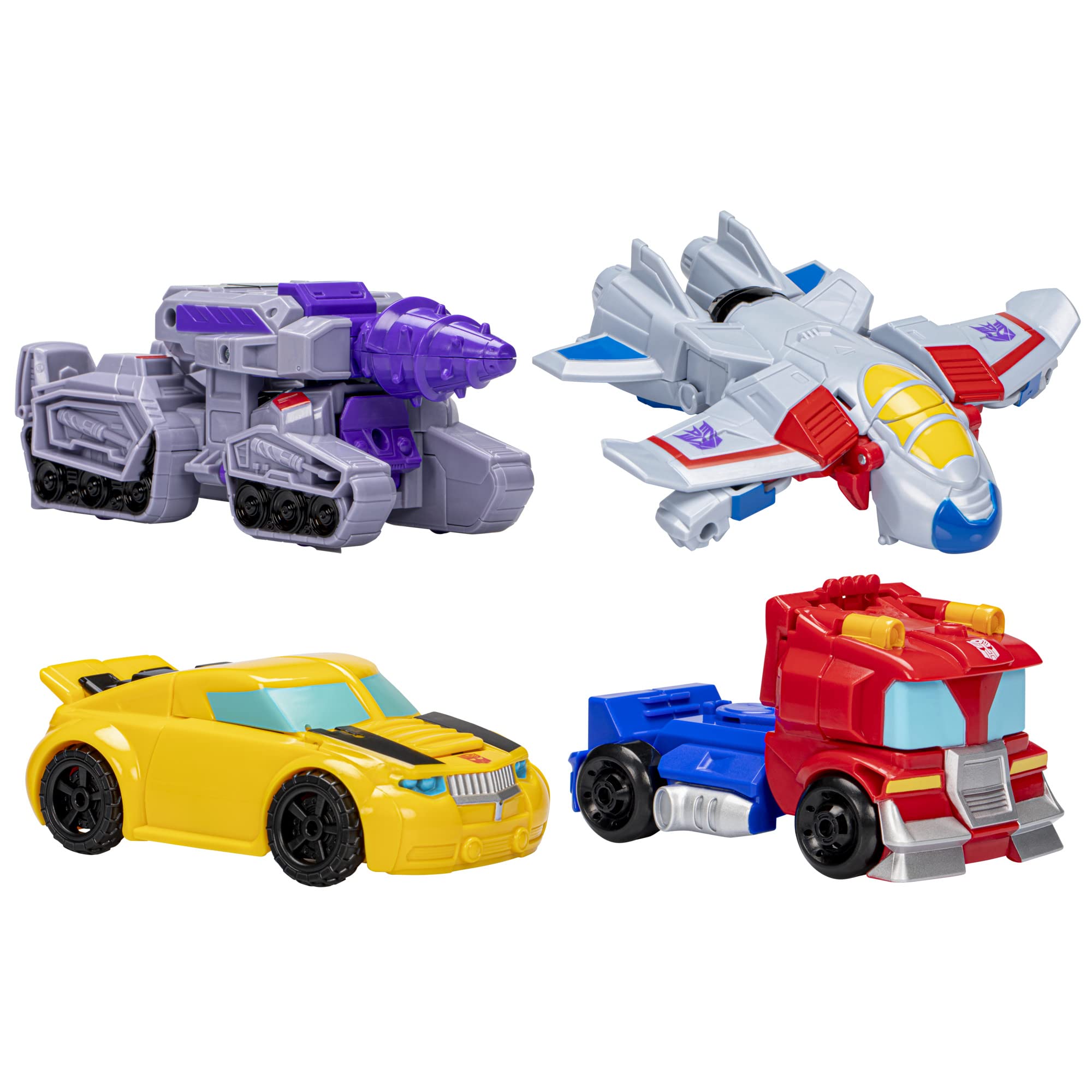 Transformers Heroes vs Villains 4-Pack Action Figures - Optimus Prime, Bumblebee, Megatron, Starscream | 11-cm Figures | Ages 3+ 2