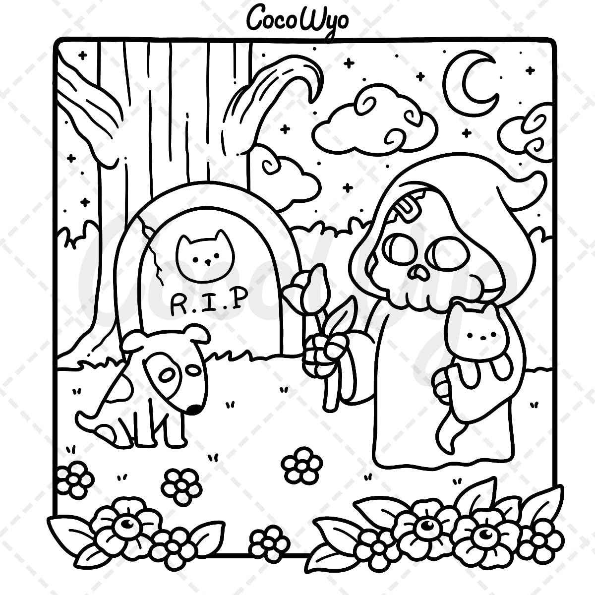 Coco Wyo Spooky Cutie Coloring Book - Adorable Creepy Designs for Stress Relief | Paperback 4