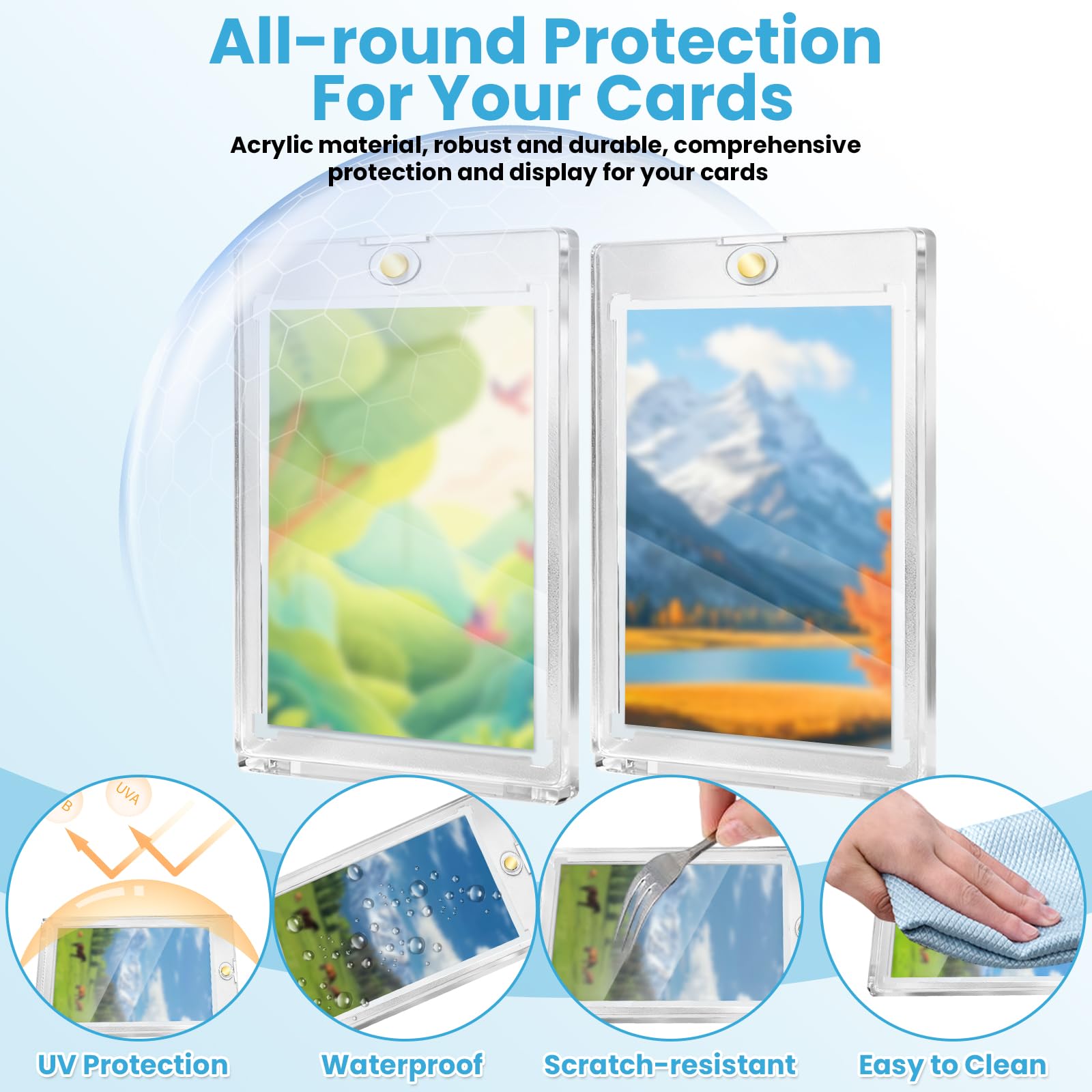 MOXYOY 10 PCS Magnetic Card Holder - 35PT Thickness Hard Acrylic Sleeves 5