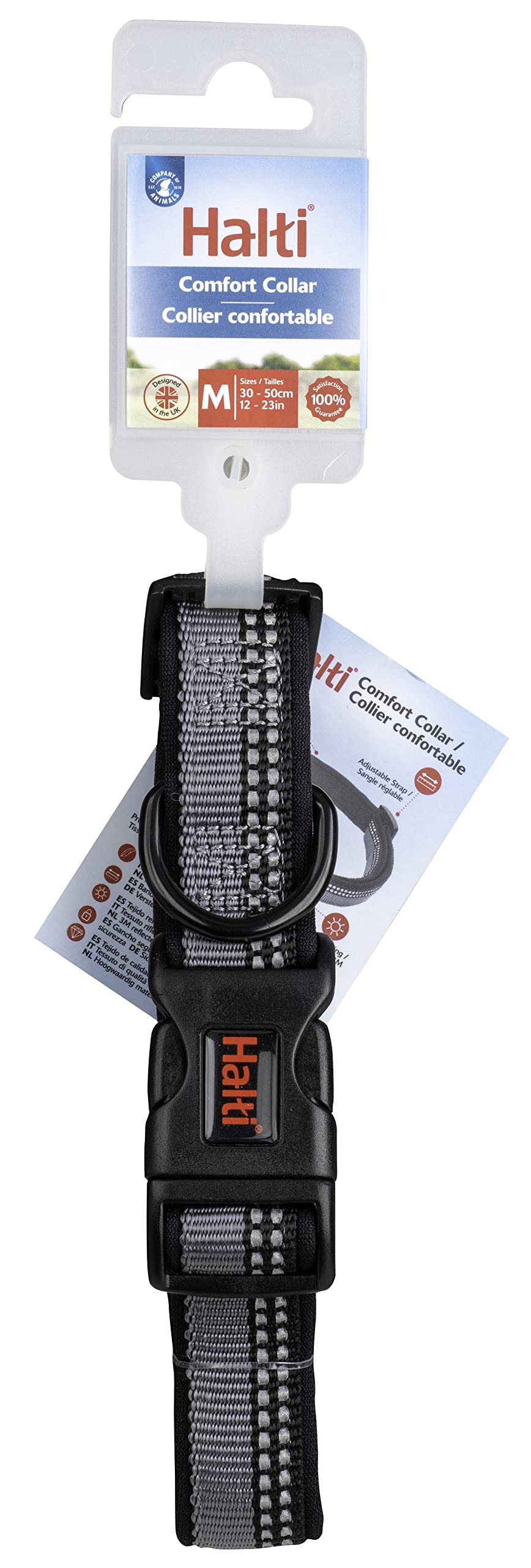 Halti Basic Collar - Medium Size, Black, Durable Nylon with Neoprene Lining | Reflective Strip 3