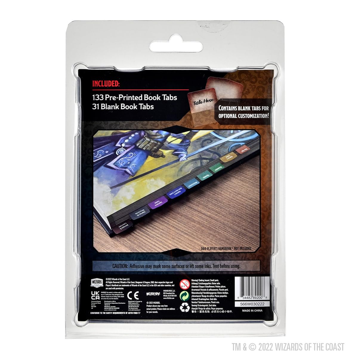 WizKids D&D Player's Handbook Book Tabs RPG Accessory | 168 Acrylic Tabs