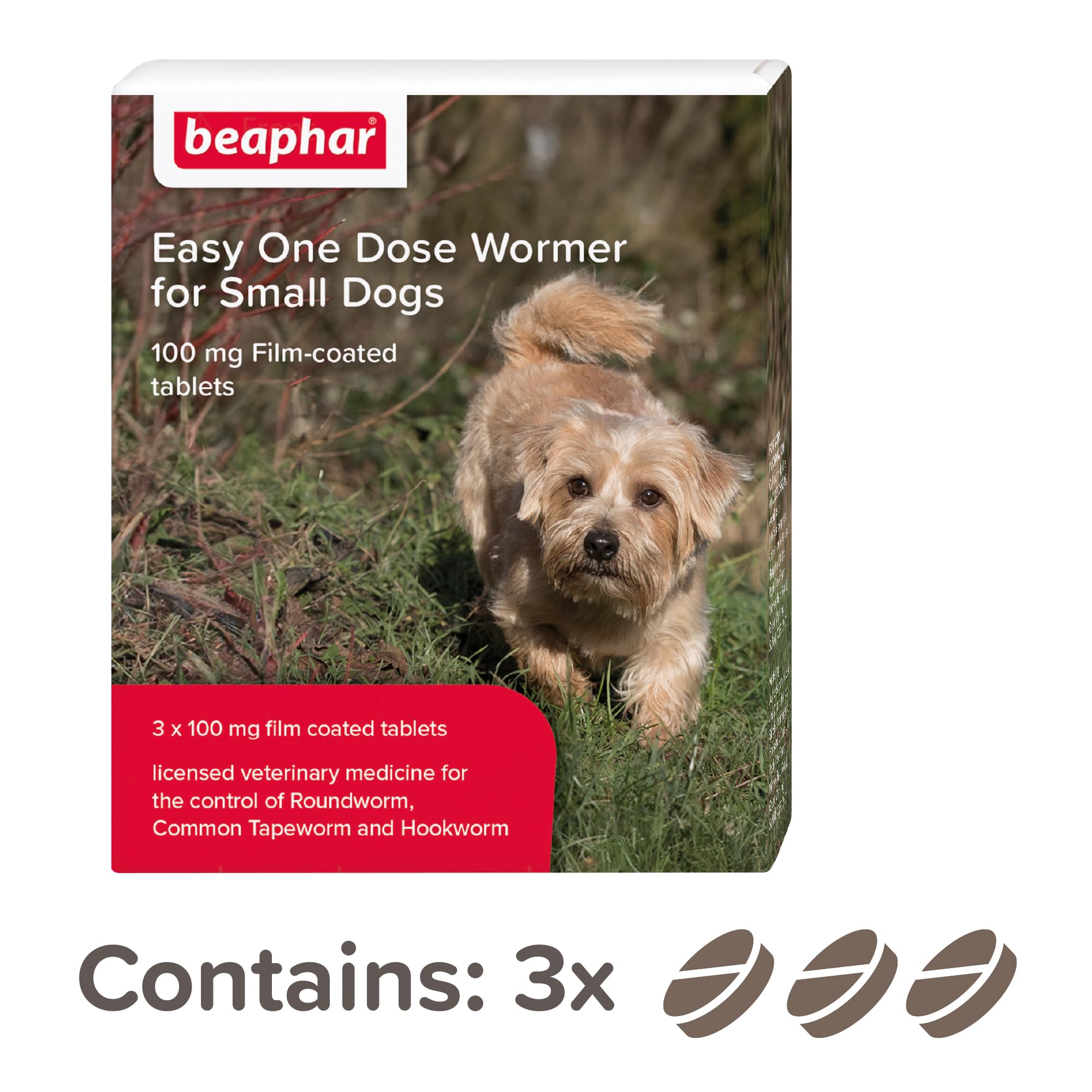 Beaphar Easy One Dose Worming Tablets for Small Dogs | Kills Common Intestinal Worms | 3 Tablet Pack