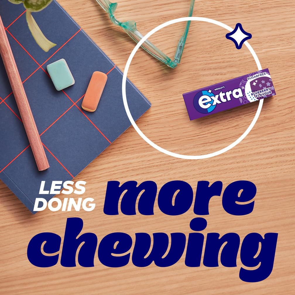 Wrigley's Extra Blueberry Sugar-Free Chewing Gum - 5 Packs of 10 Pieces (50 Total) 8
