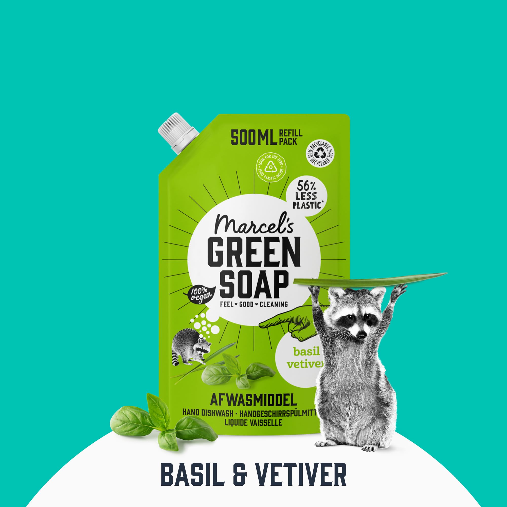 Marcel's Green Soap - Basilikum &amp; Vetiver Spülmittel Nachfüllpackung 5