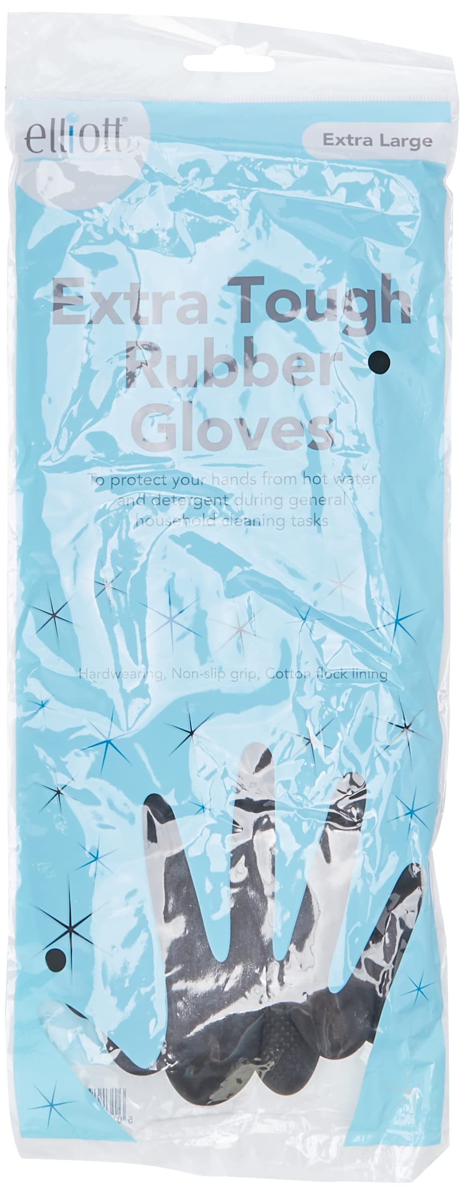 Elliott Extra Tough Rubber Cleaning Gloves - XL Size, Black | Abrasion Resistant