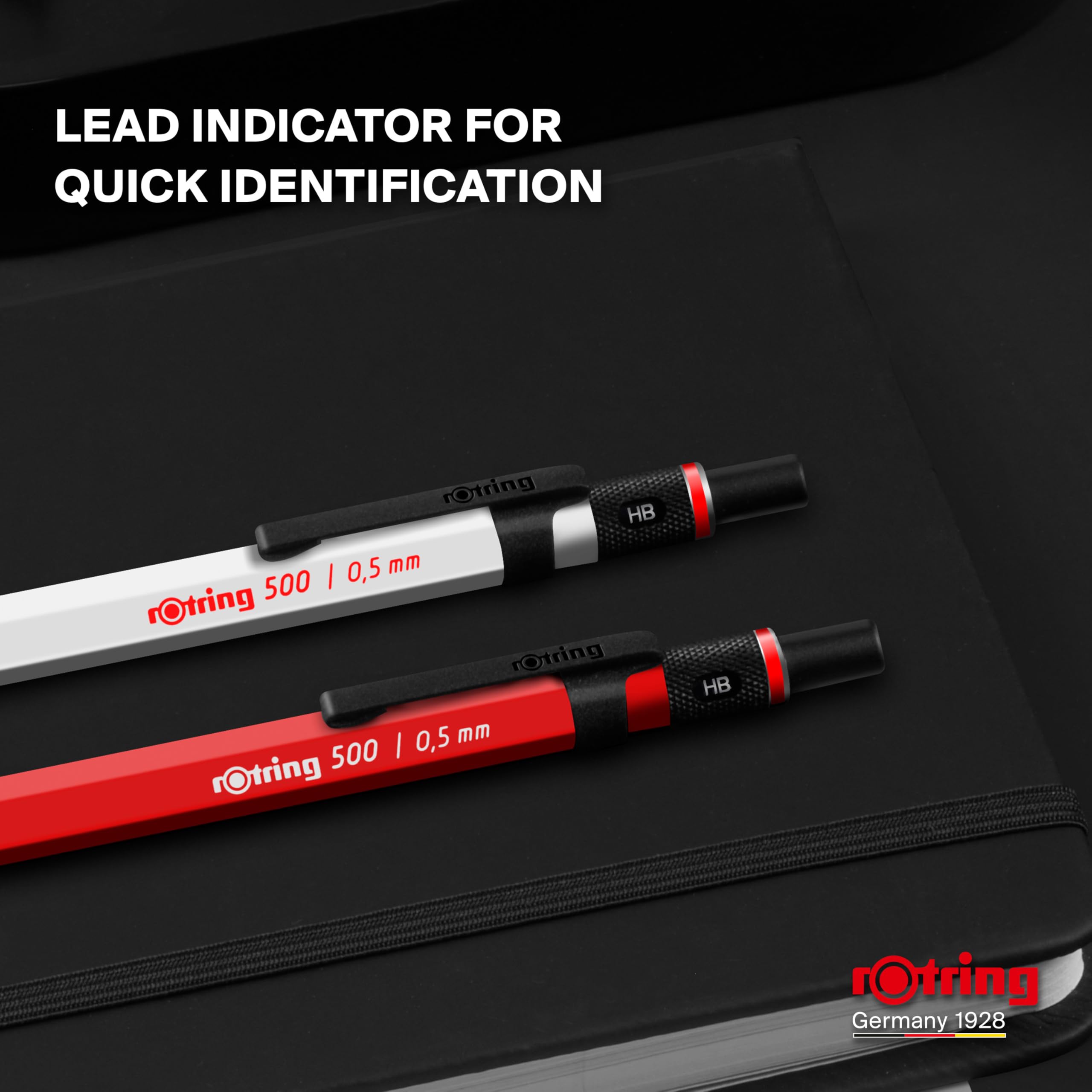 rOtring 500 Mechanical Pencil - 0.5mm HB Lead | White | Ergonomic Textured Grip 6
