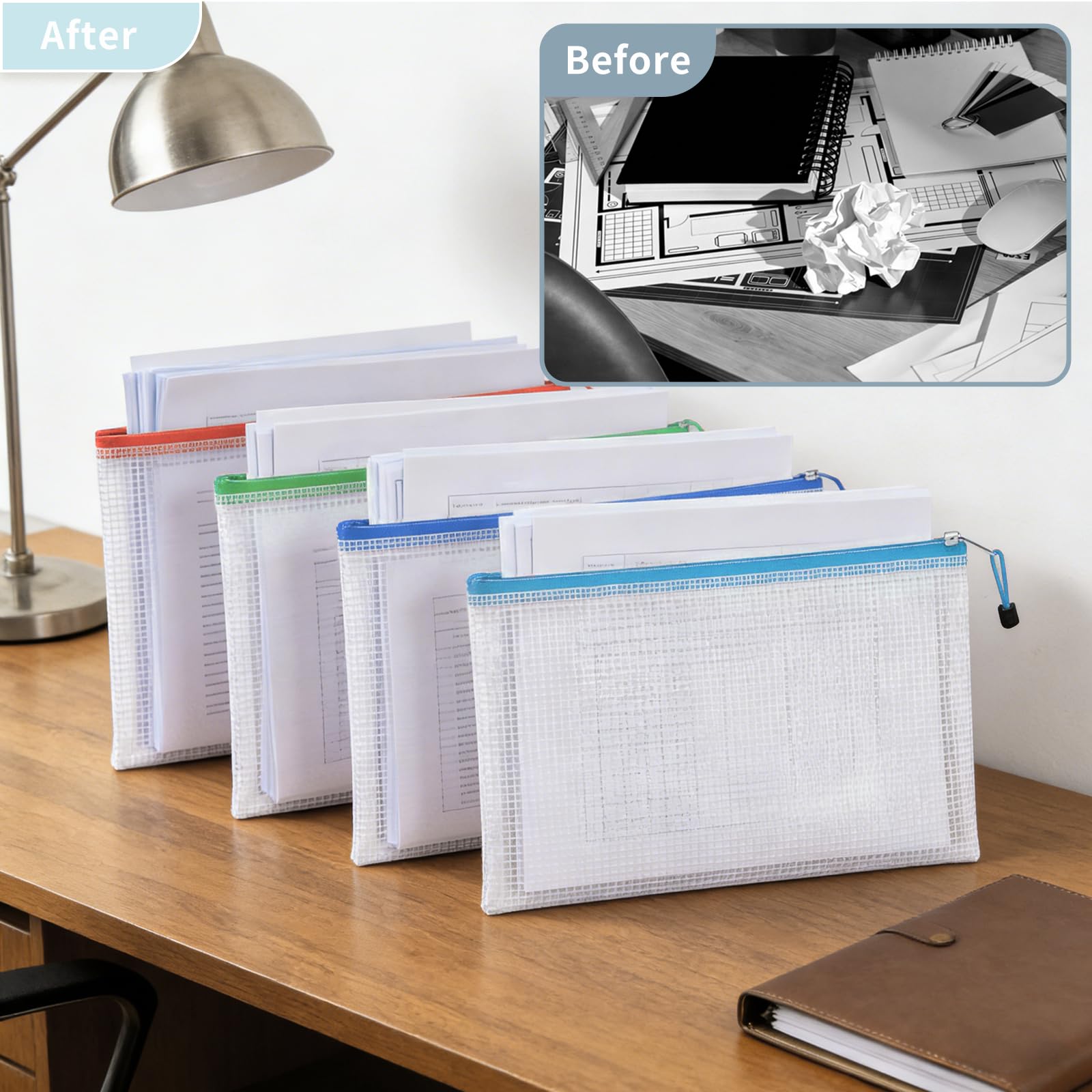 NORTHERN BROTHERS A4 Plastic Zip Wallets - 10 Pack, Water Resistant, Semi-Transparent | PVC 8