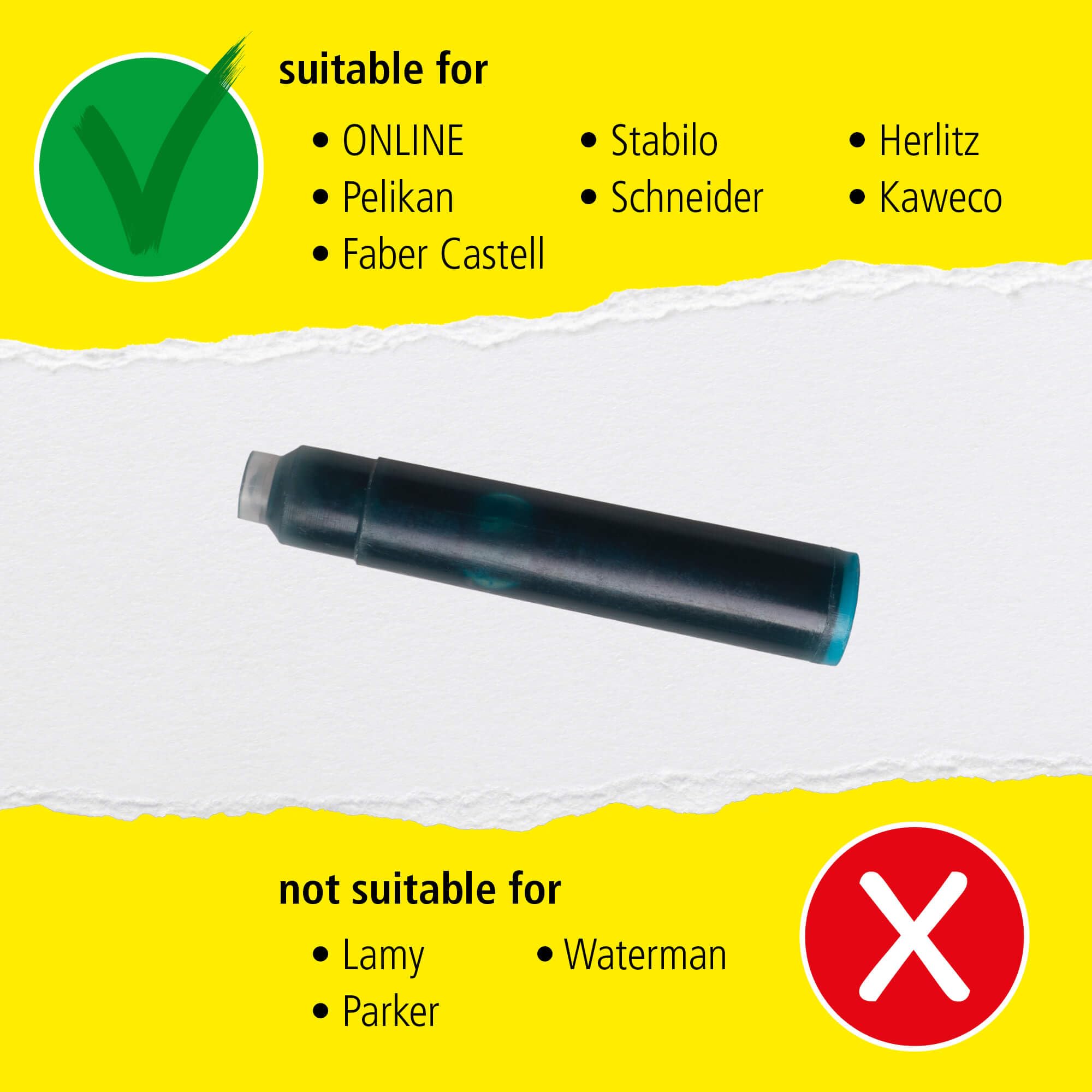 Online Standard Ink Cartridge 17224/24 - Turquoise Ink | 6 Pack | Compatible with Standard Fountain Pens 4
