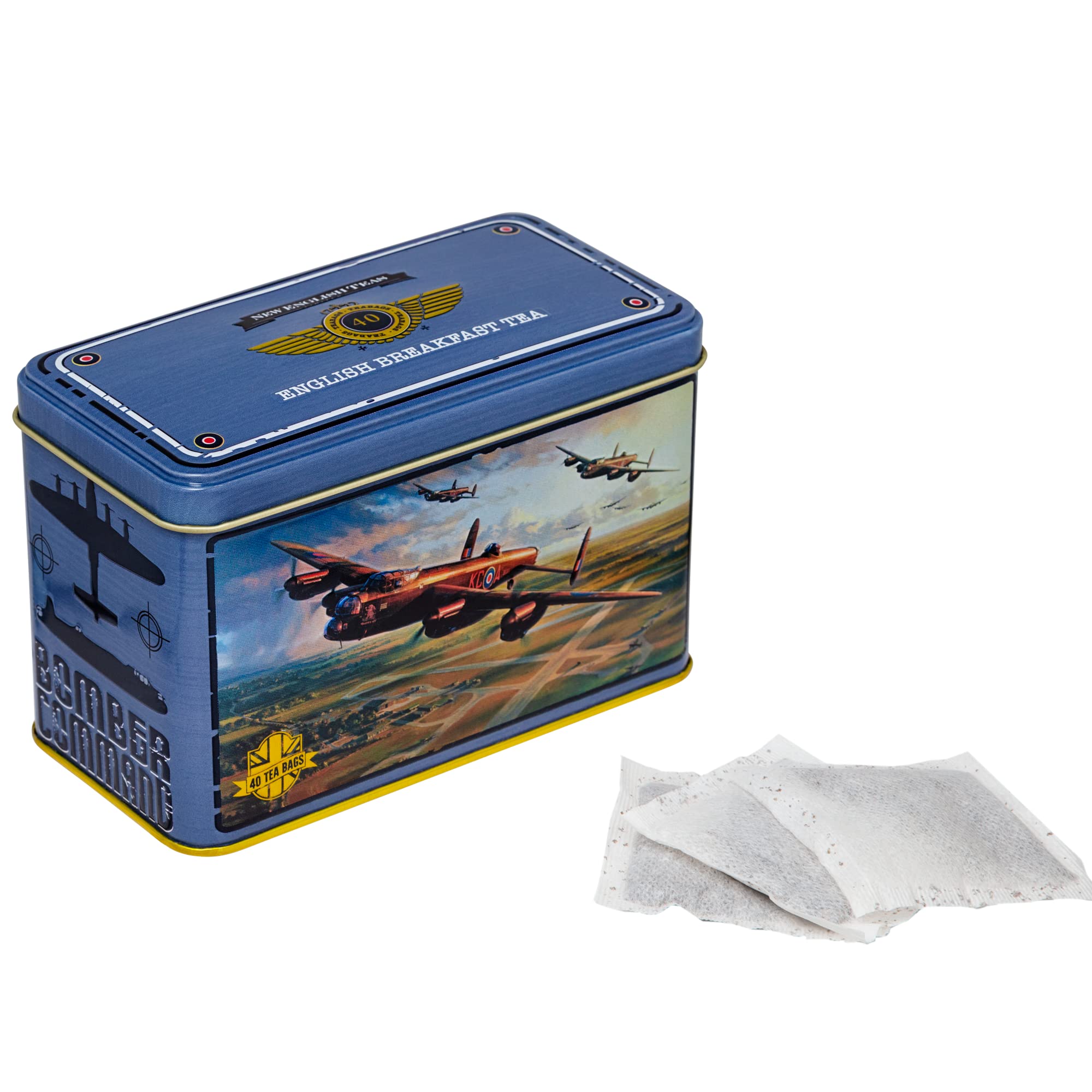 New English Teas Lancaster Bomber Tea Tin with 40 English Breakfast Teabags | 80g 4