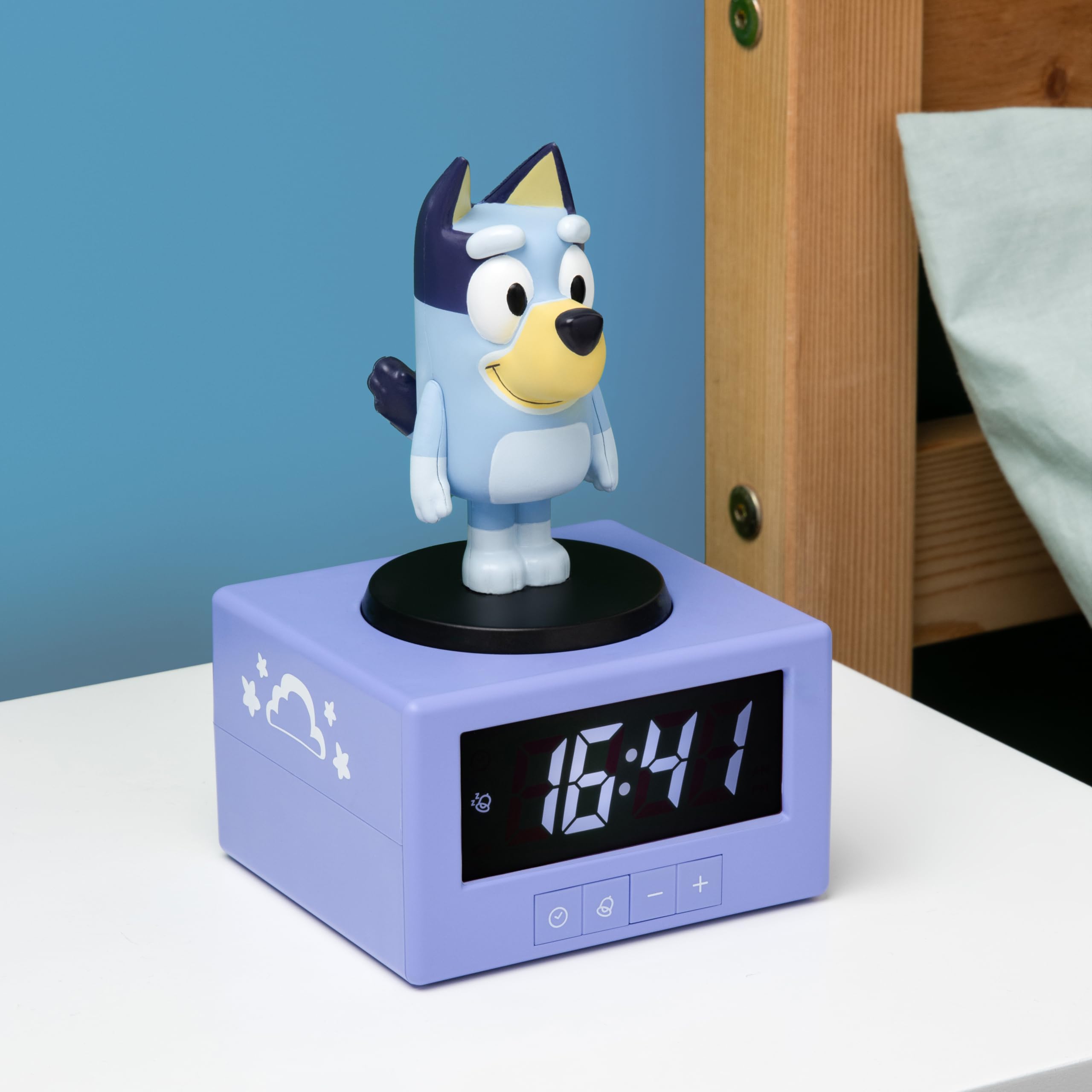 Paladone Bluey Digital Alarm Clock with Night Light & Music | Battery Powered | Snooze Function 3