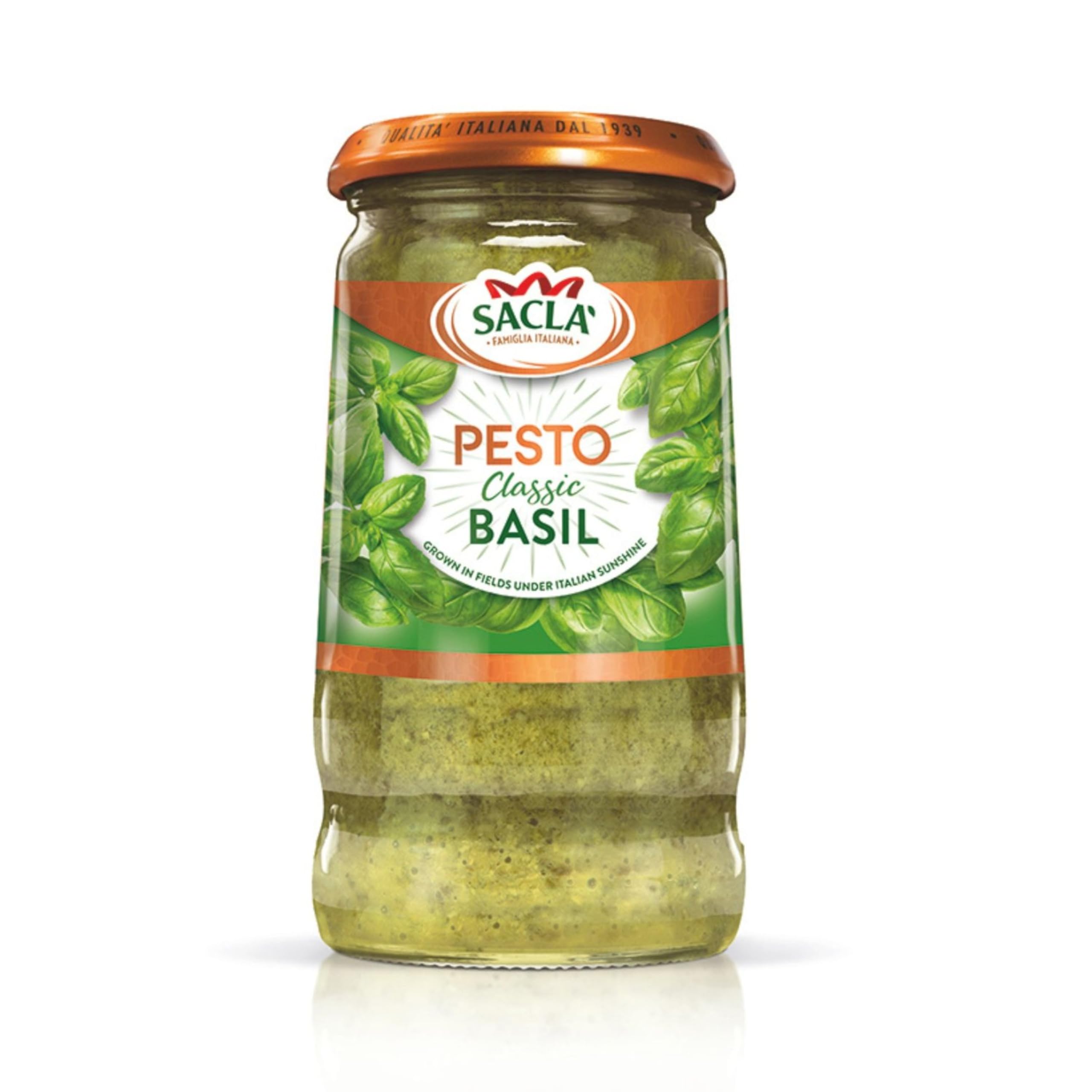 Sacla Classic Basil Pesto - Made with Fresh Basil, Italian Cheeses & Pine Nuts | 290g Jar