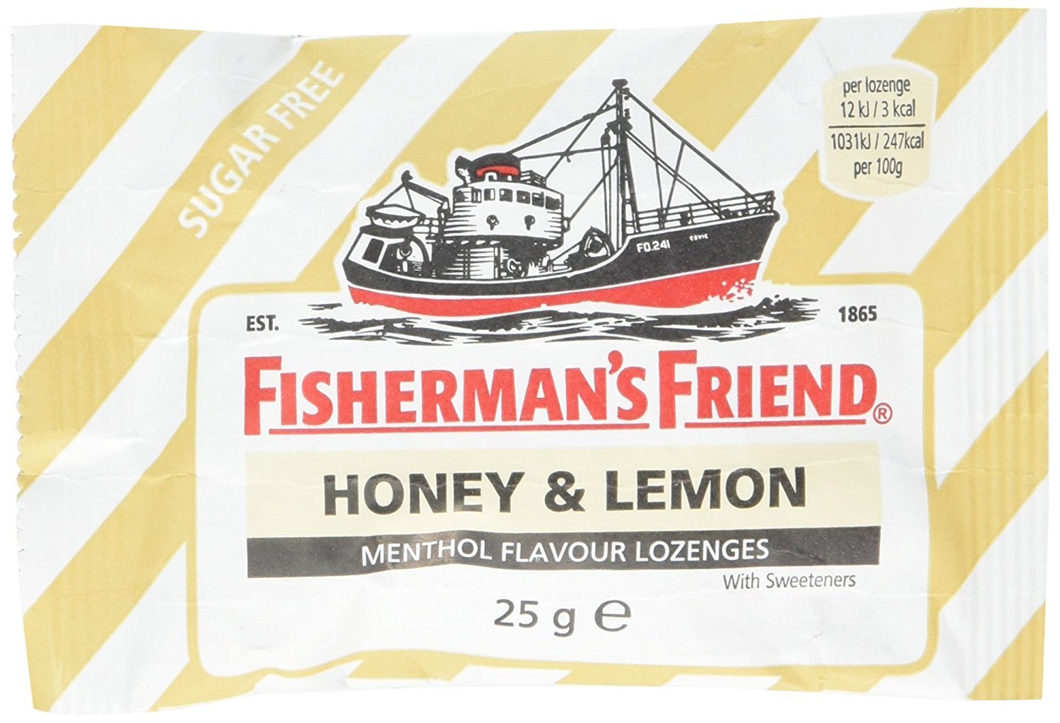 Fisherman's Friend Honey & Lemon Sugar Free Lozenges | Cough Relief | 25g