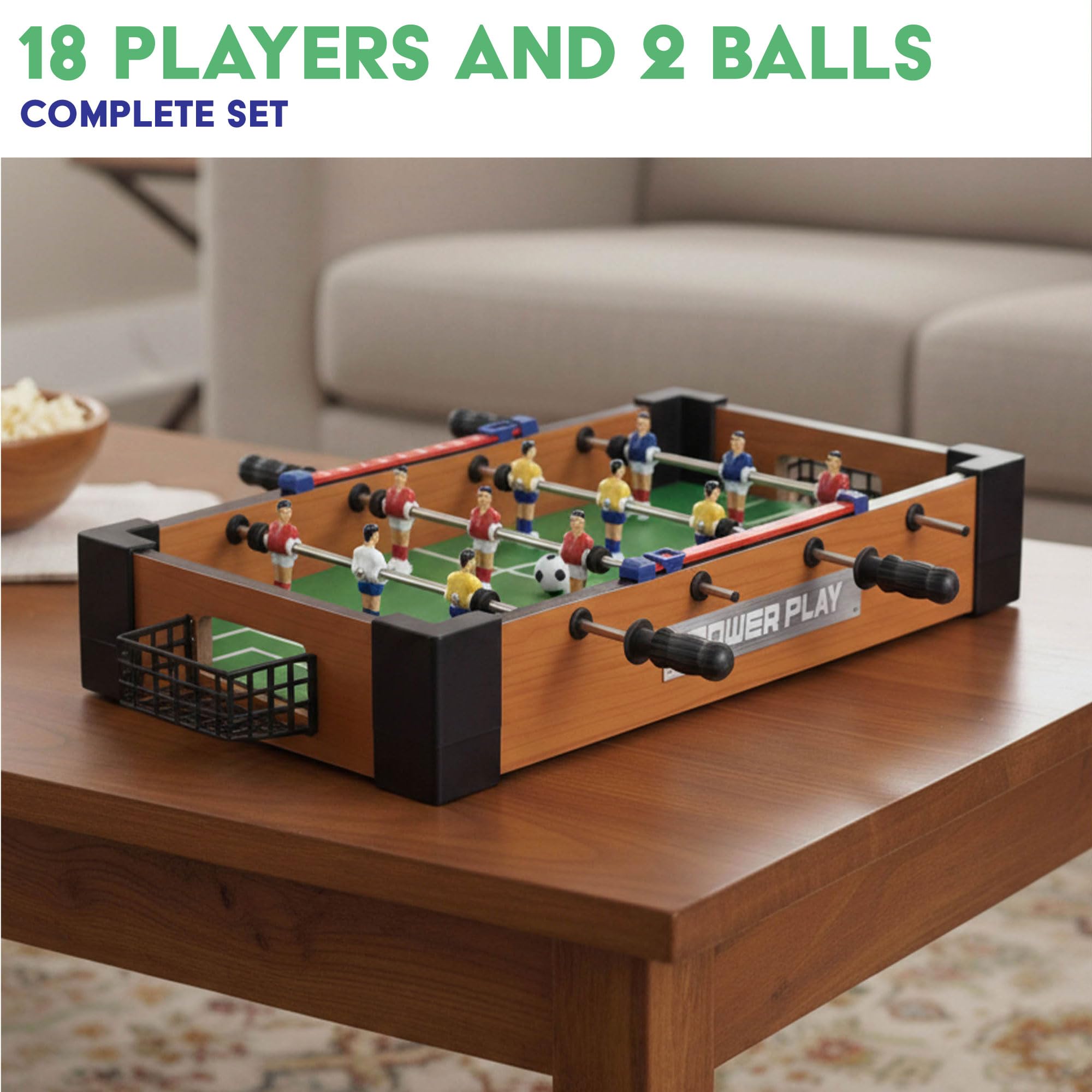Power Play Table Top Football Game - Wooden, Portable, 12 Players | Ages 5+