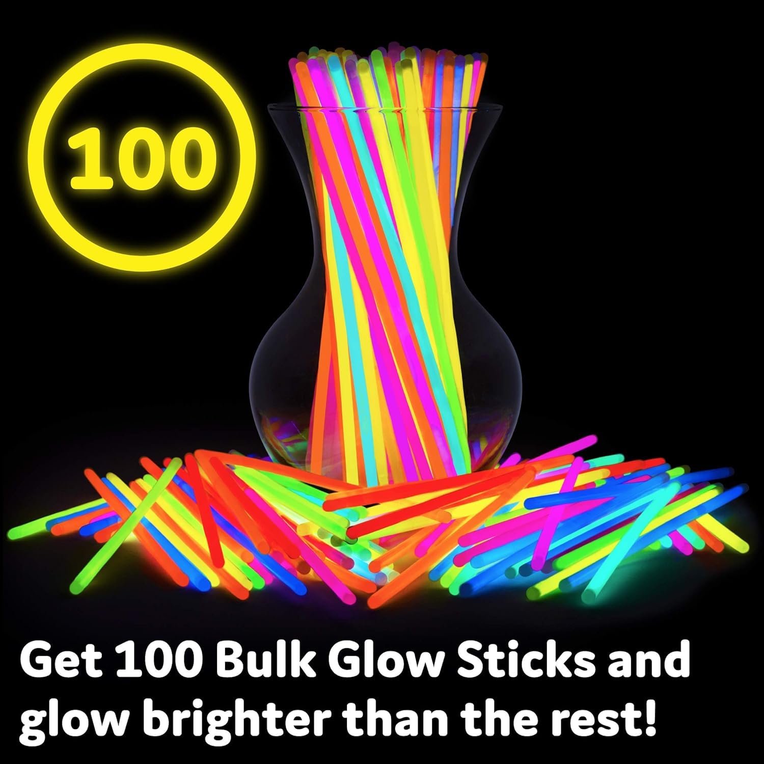 SHATCHI 100Pcs Glow Sticks - 10-12 Hour Glow | Neon Colours | Unisex Children 5