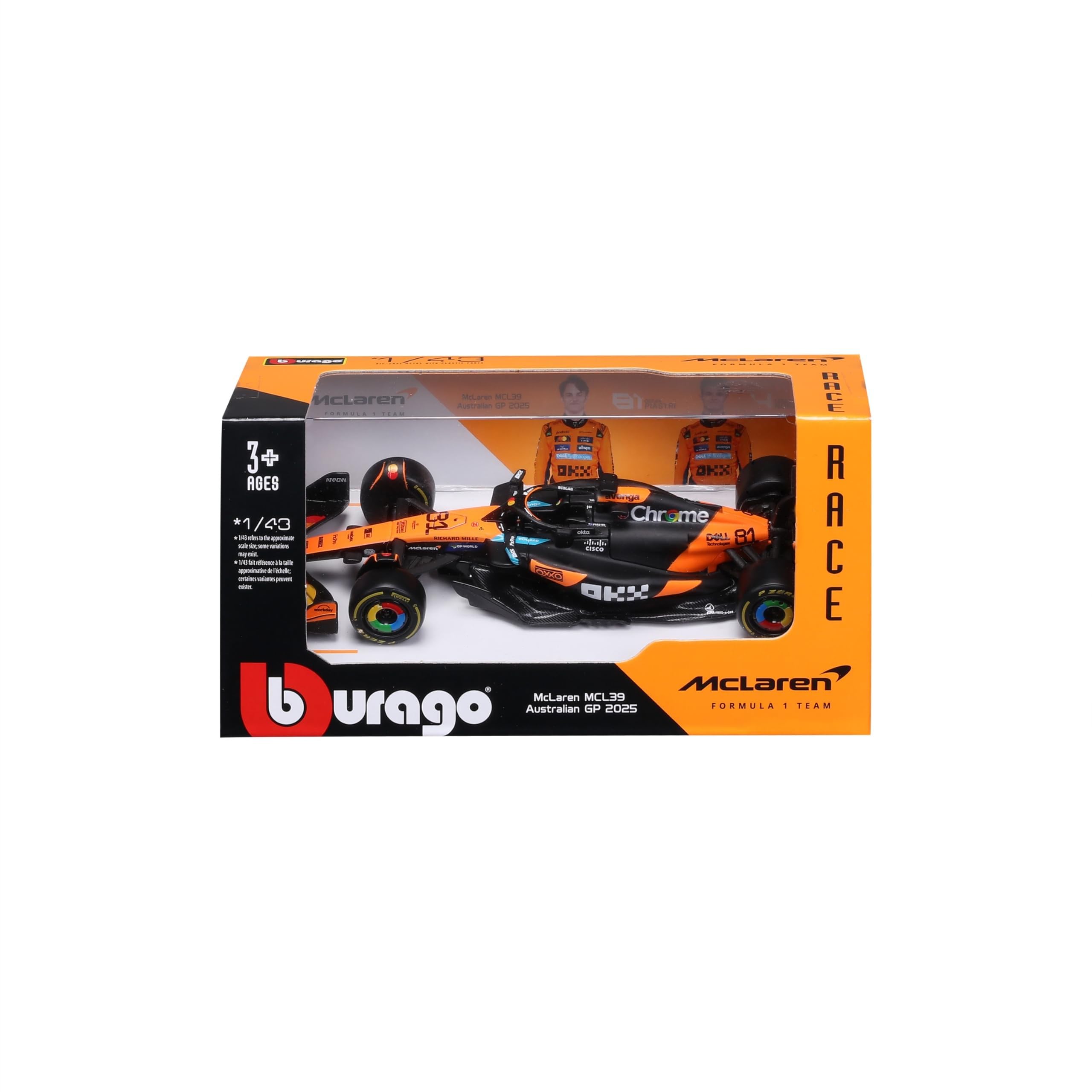 Bburago McLaren MCL39 2025 #81 Piastri 1:43 Scale Diecast Car | Papaya/Black Livery | Metal Construction 1