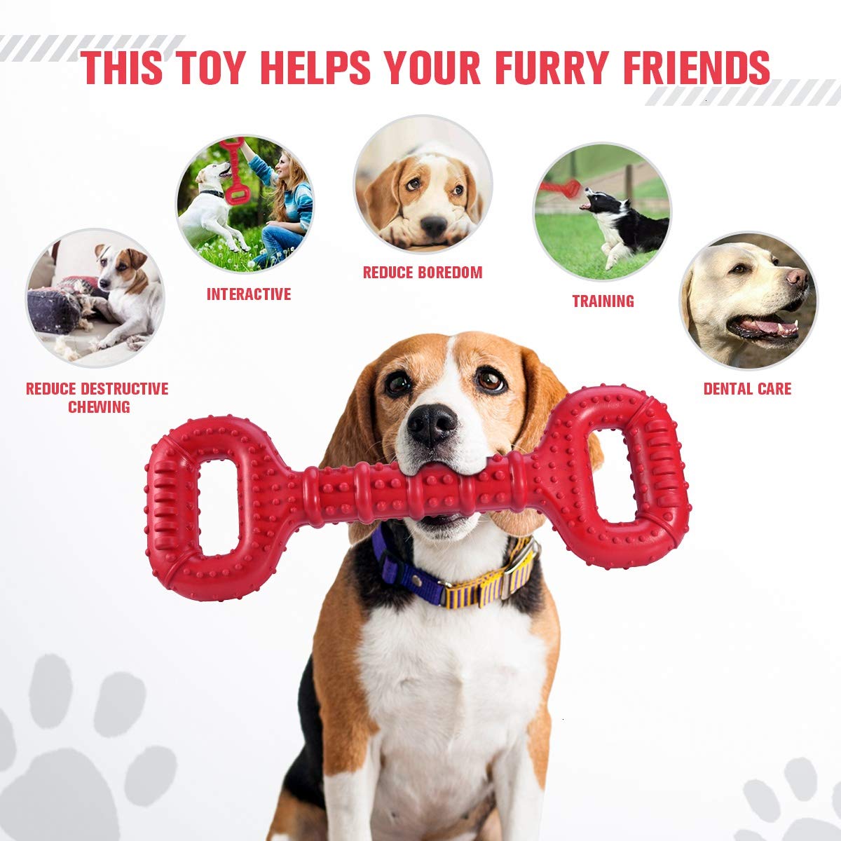 Feeko Large Breed Dog Chew Toy - 15 Inch Indestructible Bone for Dental Health | Natural Rubber | Beef Scent 3