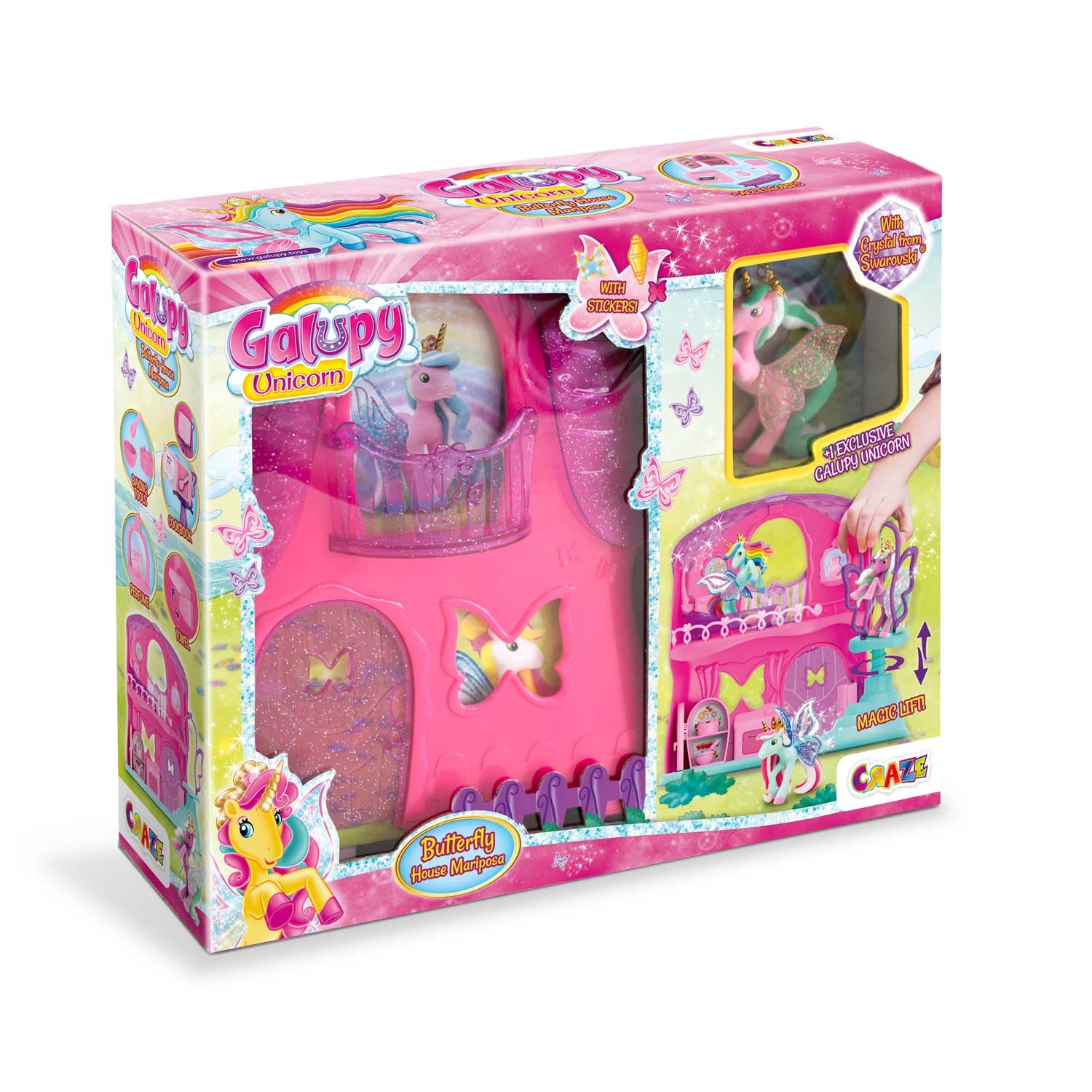 Galupy Butterfly House Playset with Nessy Unicorn Figure | Ages 3+ 1