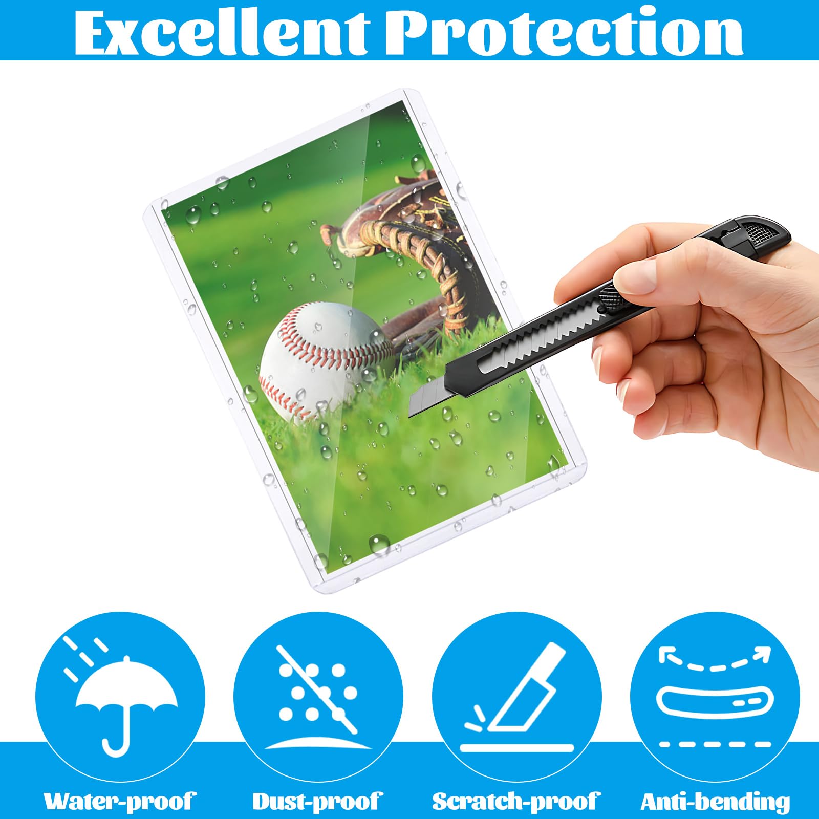 ASelected 100Pcs Clear Card Sleeves - 35PT Rigid Protection | 76x101mm Standard Size 4