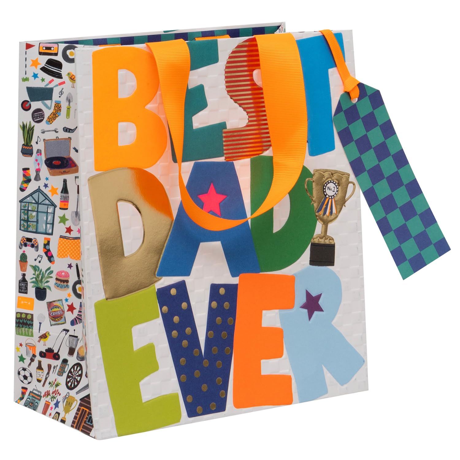 Glick Father's Day Gift Bag - 'Best Dad Ever' Design | 20 x 22.5 x 10 cm | 210GSM Paper