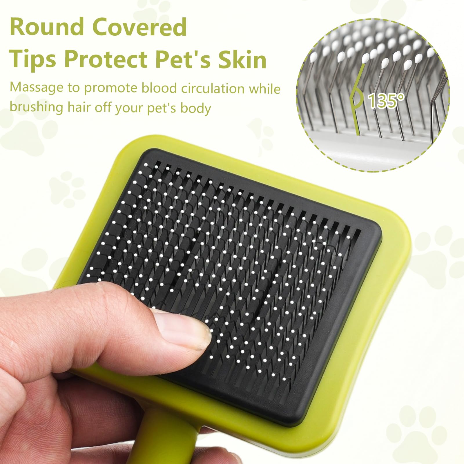 MOXYOY Self Cleaning Pet Hair Comb - Undercoat Removal | Stainless Steel Pins | Green 3