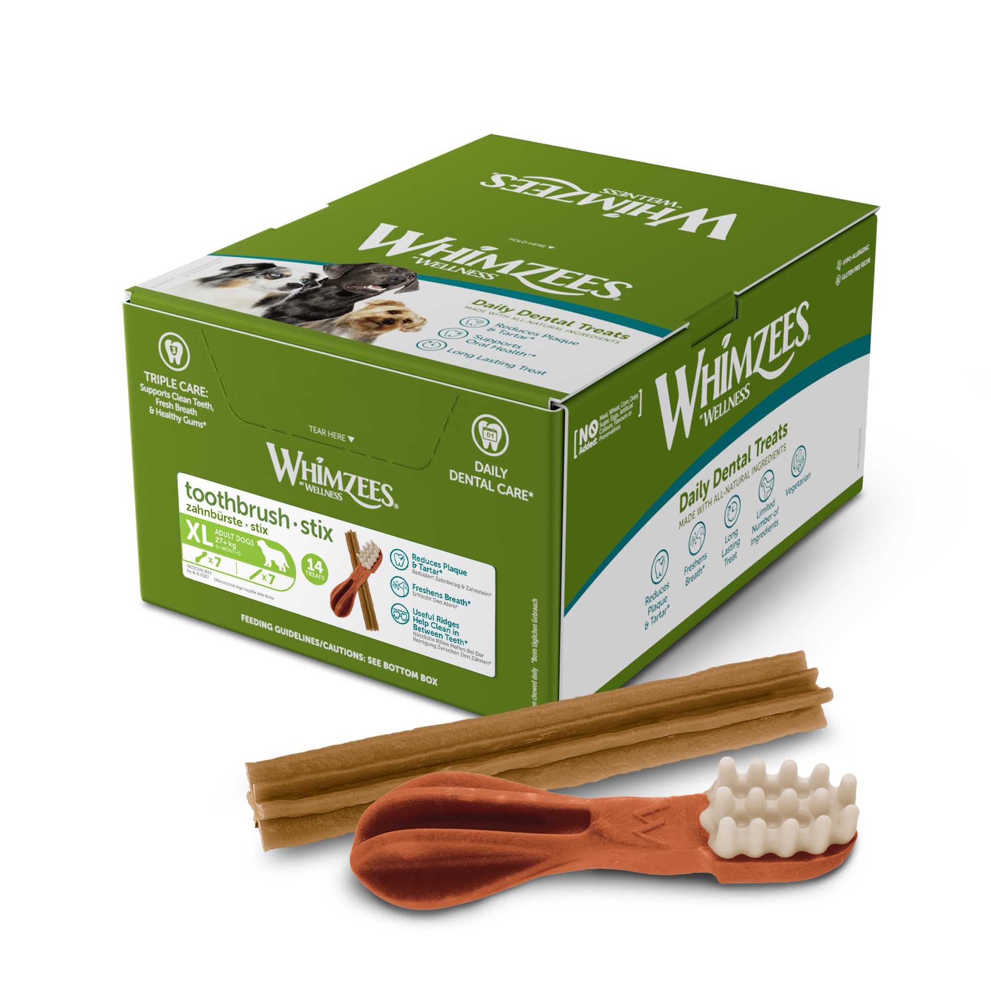 WHIMZEES Dental Sticks - XL Size, Variety Box, 14 Count | Triple Care Oral Health | Grain-Free