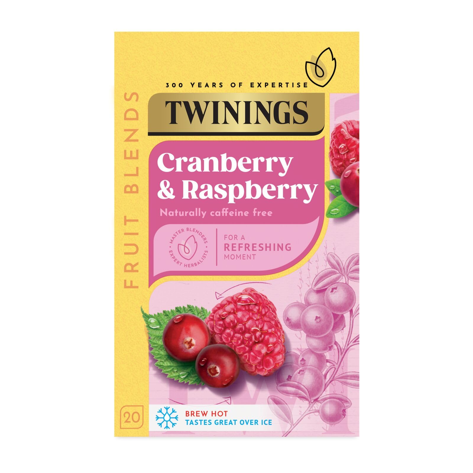 Twinings Strawberry & Cranberry Fruit Infusion Tea - 20 Biodegradable Teabags | Caffeine & Sugar Free | Hibiscus & Fruit Flavoured