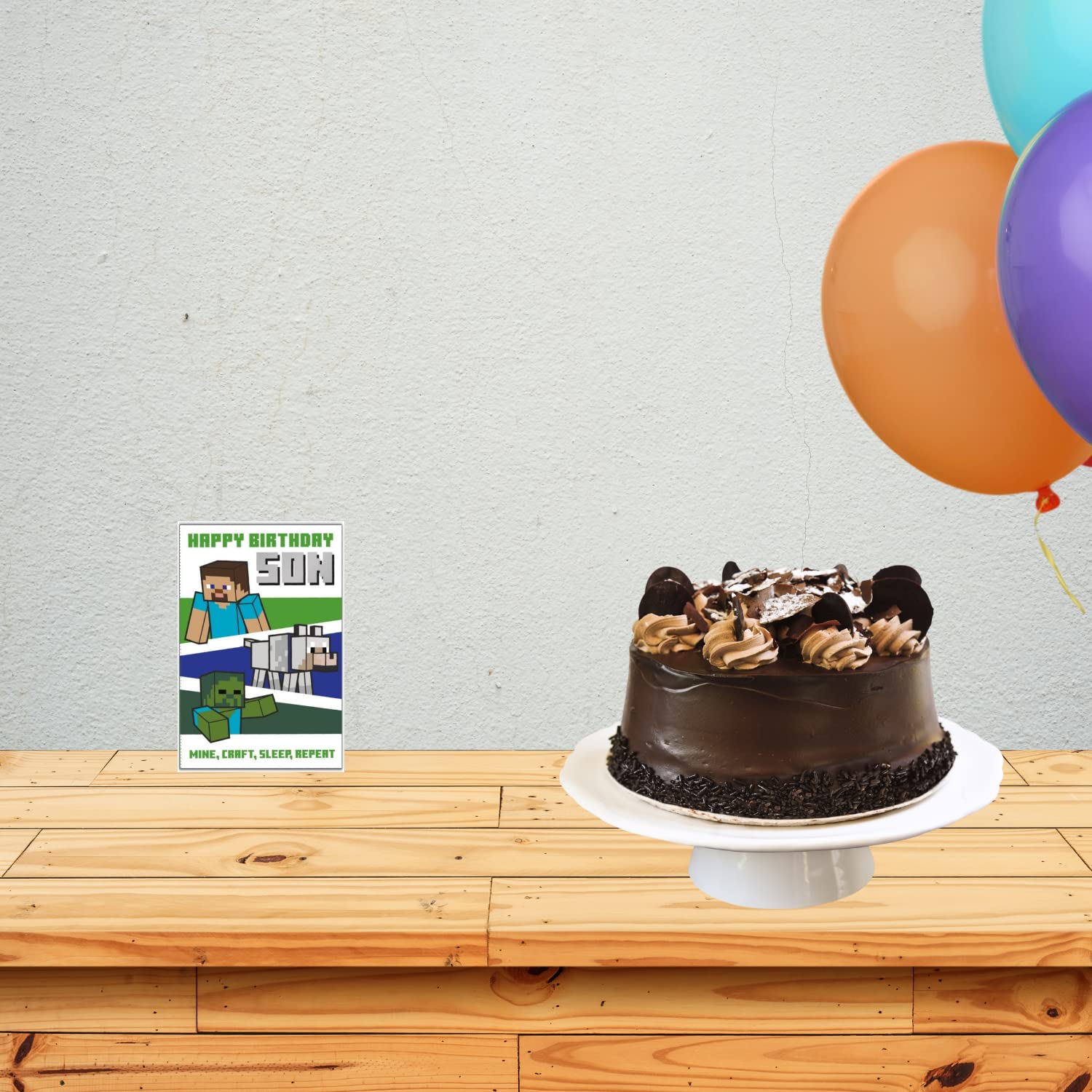 Danilo Promotions LTD Minecraft 'Happy Birthday Son' Birthday Card | 9 x 6 Inch 6