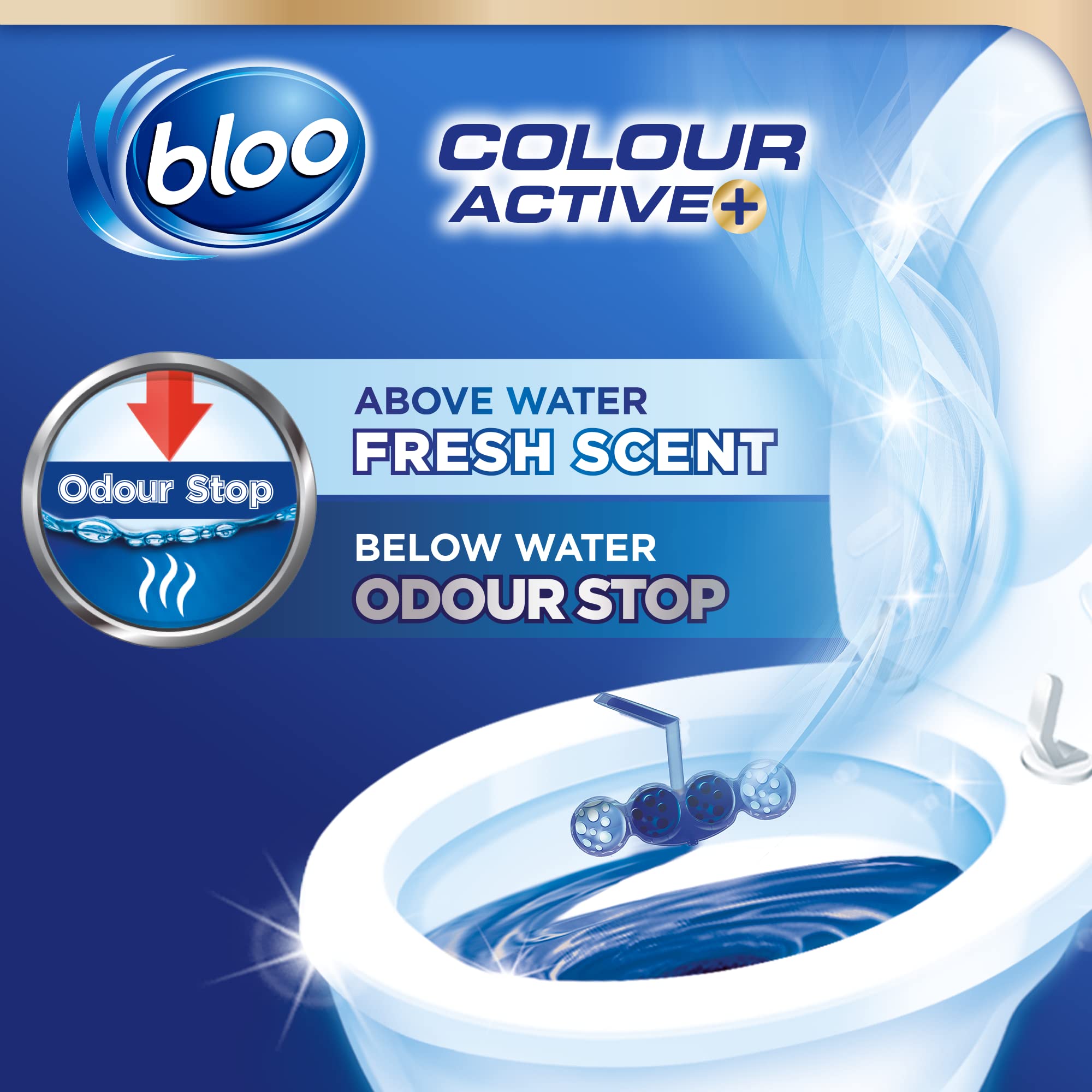 Bloo Colour Active Toilet Rim Block - Bleach Scent, 4-Function Formula | 150g (Pack of 3) 3
