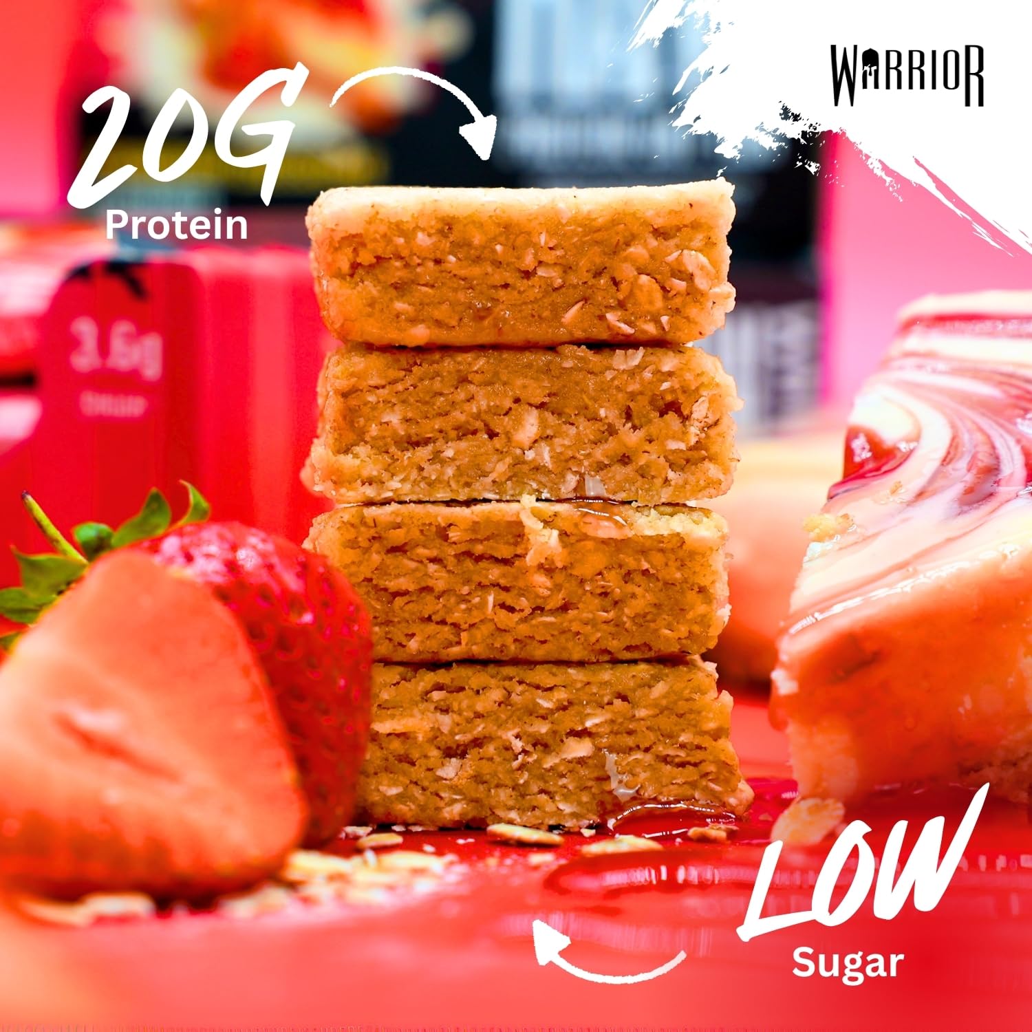 Warrior RAW Proteinriegel – 12 x 75 g zähe Hafer-Flapjacks – proteinreich, zuckerarm, ballaststoffreich 4