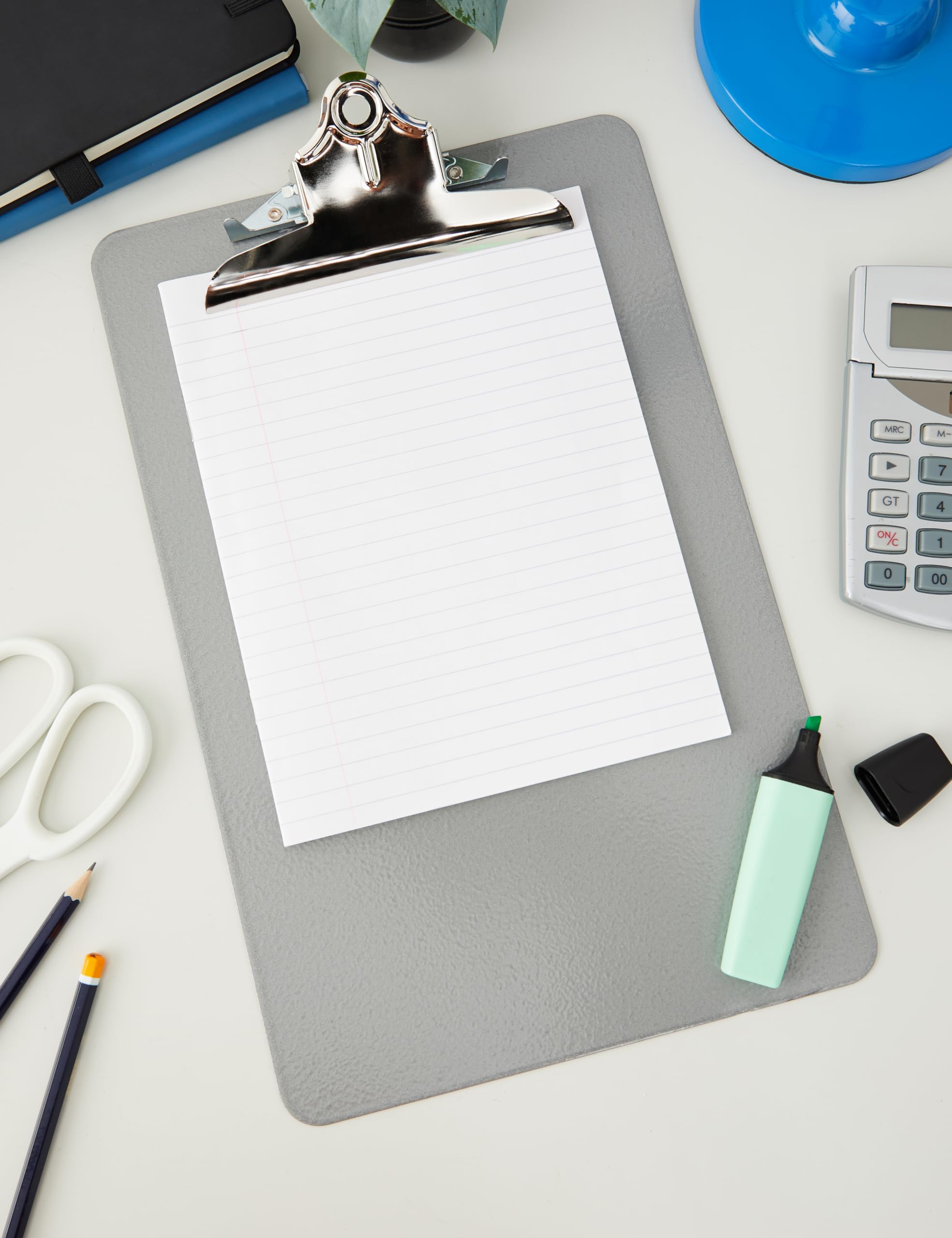 Q-Connect Steel Clipboard - Grey | Supports A4 & Foolscap | 50 Sheet Capacity