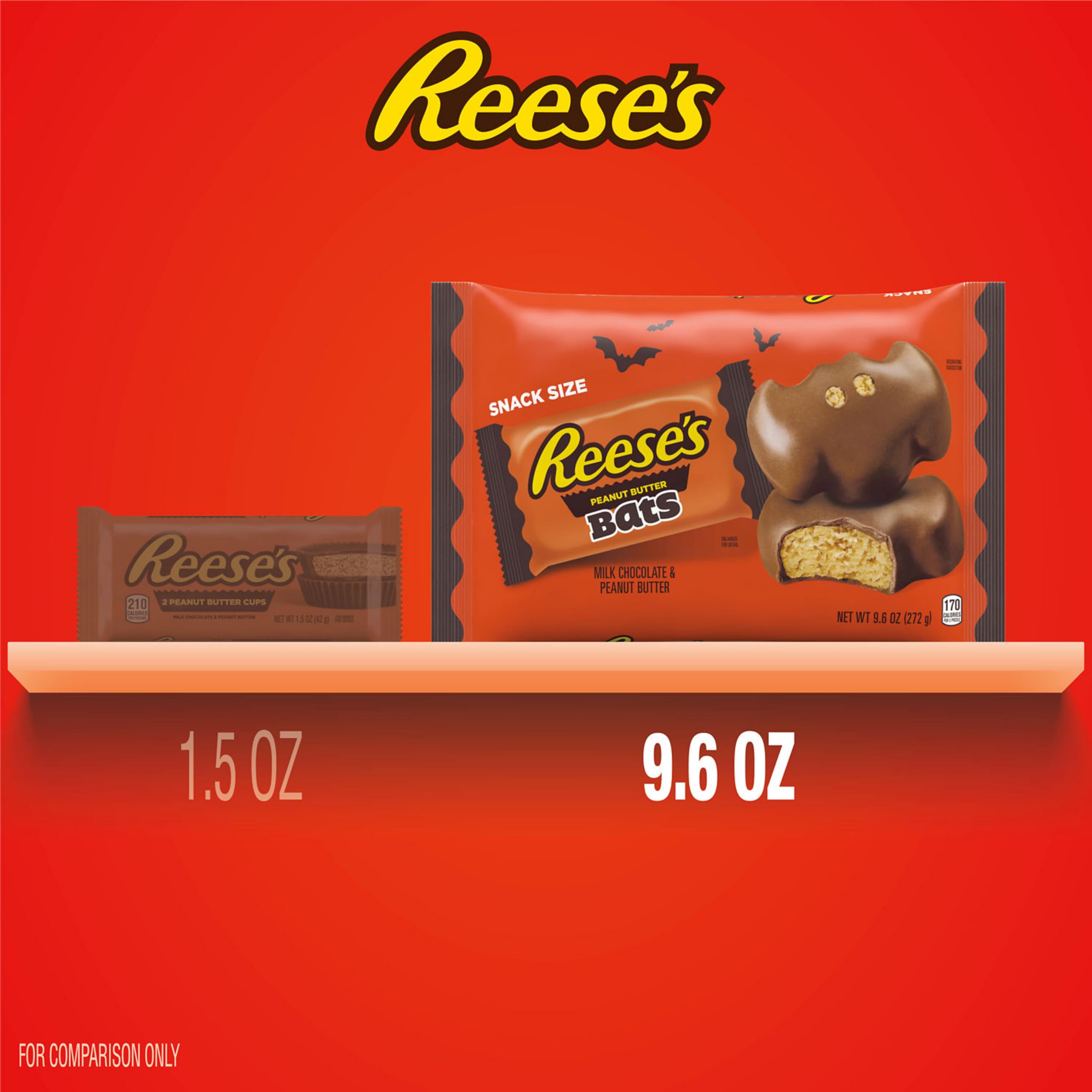 Reese's Peanut Butter Bats Snack Size Halloween Candy Bag 272g 6