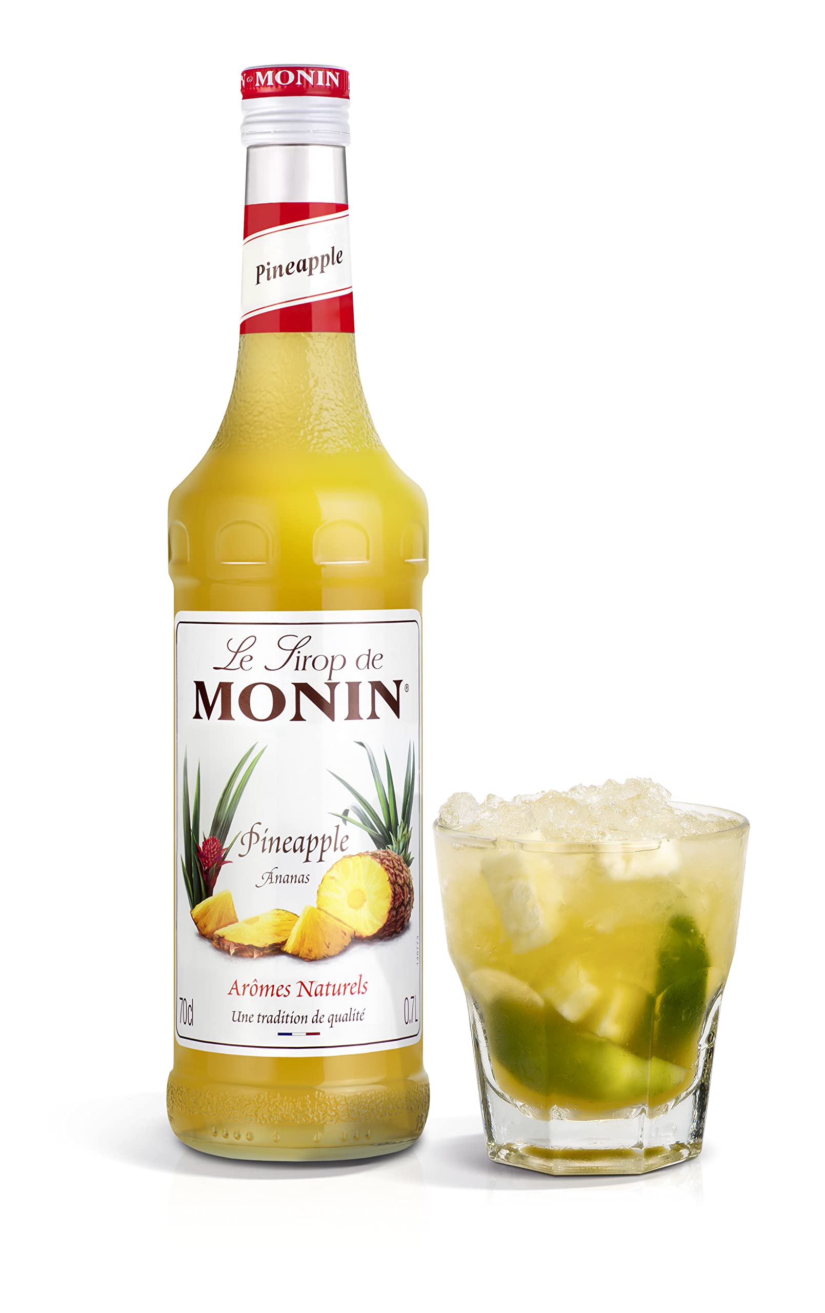 Monin Premium Pineapple Syrup - Tropical Flavor for Cocktails & Mocktails | 700ml Glass Bottle