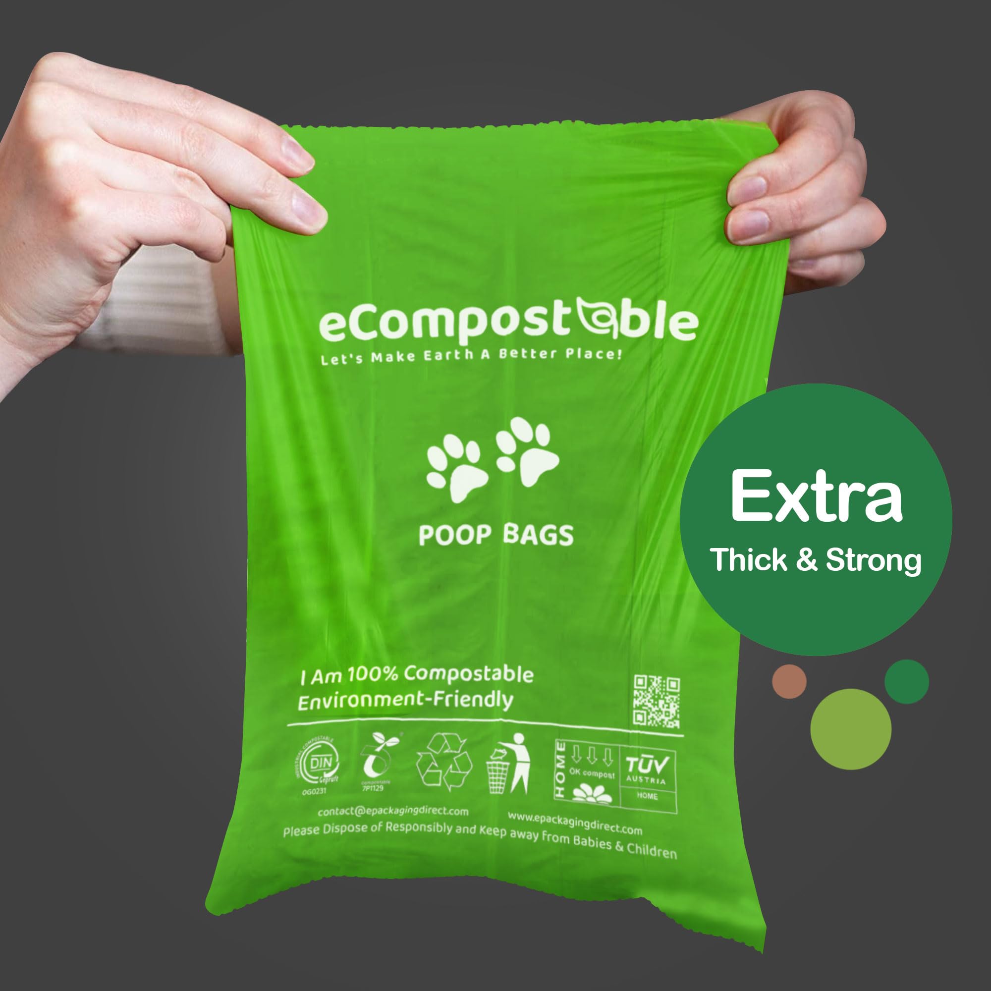 eCompostable Eco-Friendly Poop Bags - 240 Count, Green, Unscented | 13 x 9 Inches 3