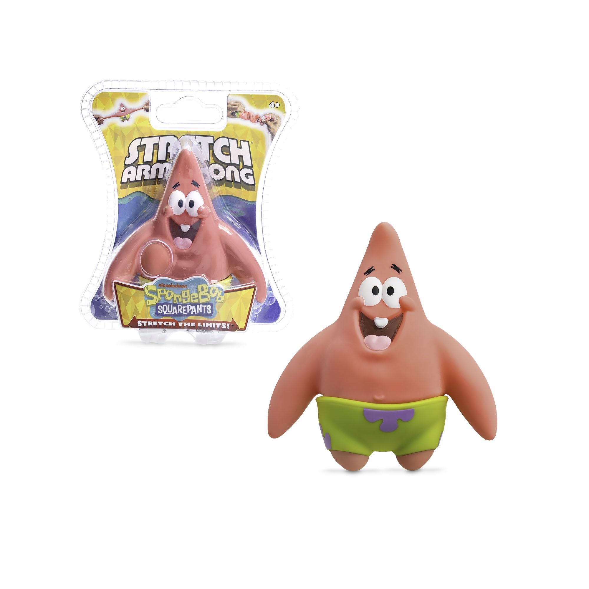 Basic Fun Stretch Armstrong Mini Patrick Star Figure - 8.5cm Stretchy Toy | Pink | Ages 4+