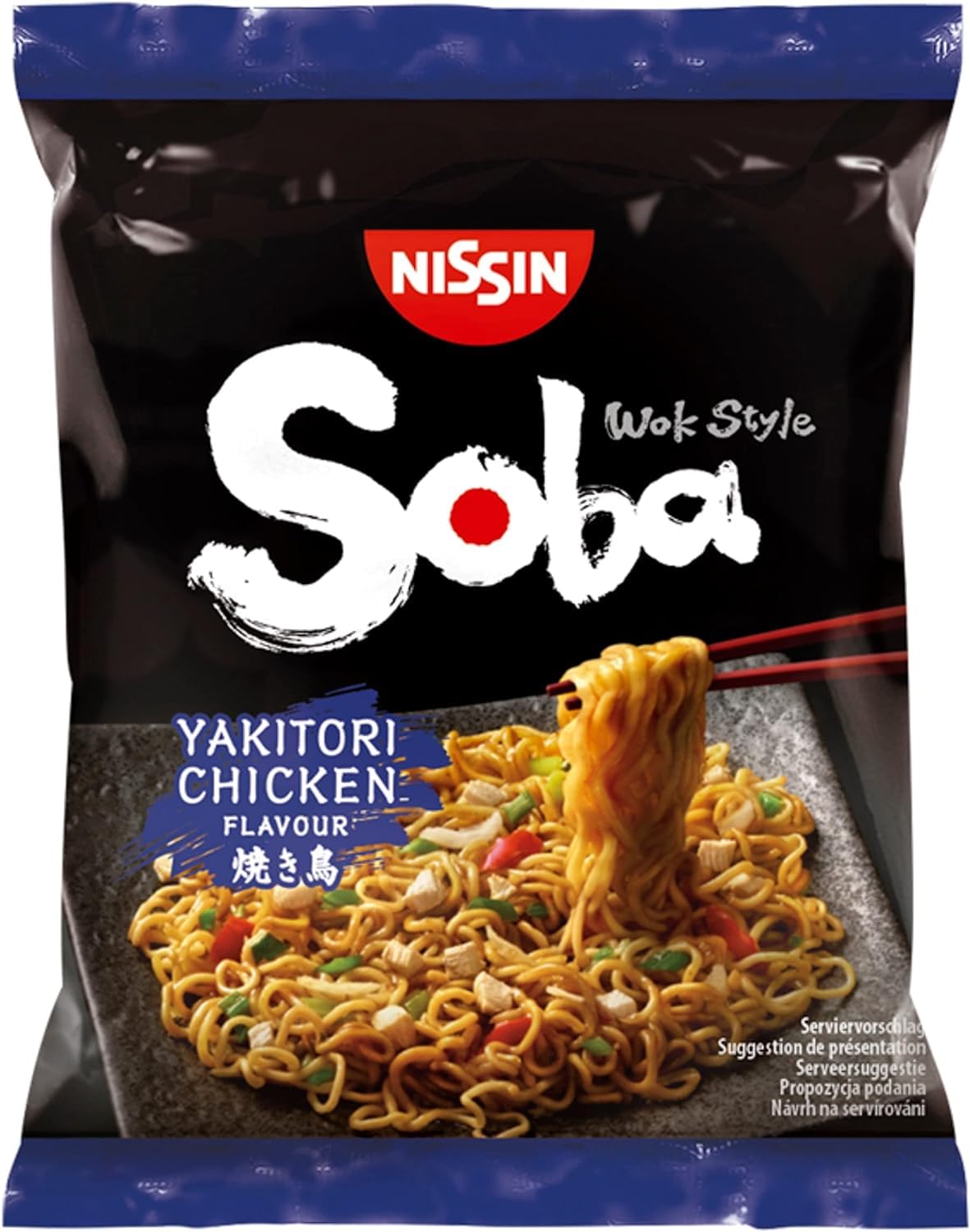 NISSIN Soba Wok Style Yakitori Chicken Flavoured Instant Noodles - 110 g (Pack of 9)