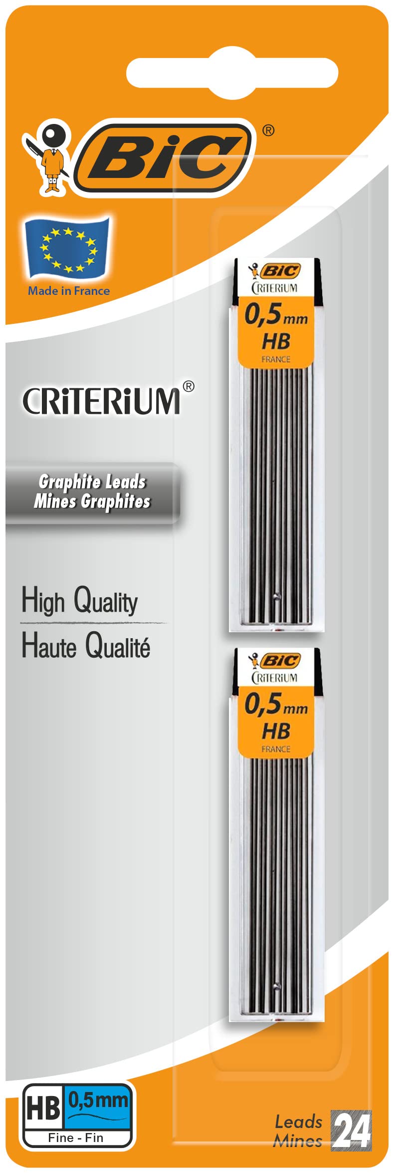 BIC Mechanical Pencil Leads - 0.5mm HB Graphite Refills | 2 Packs of 12 Leads