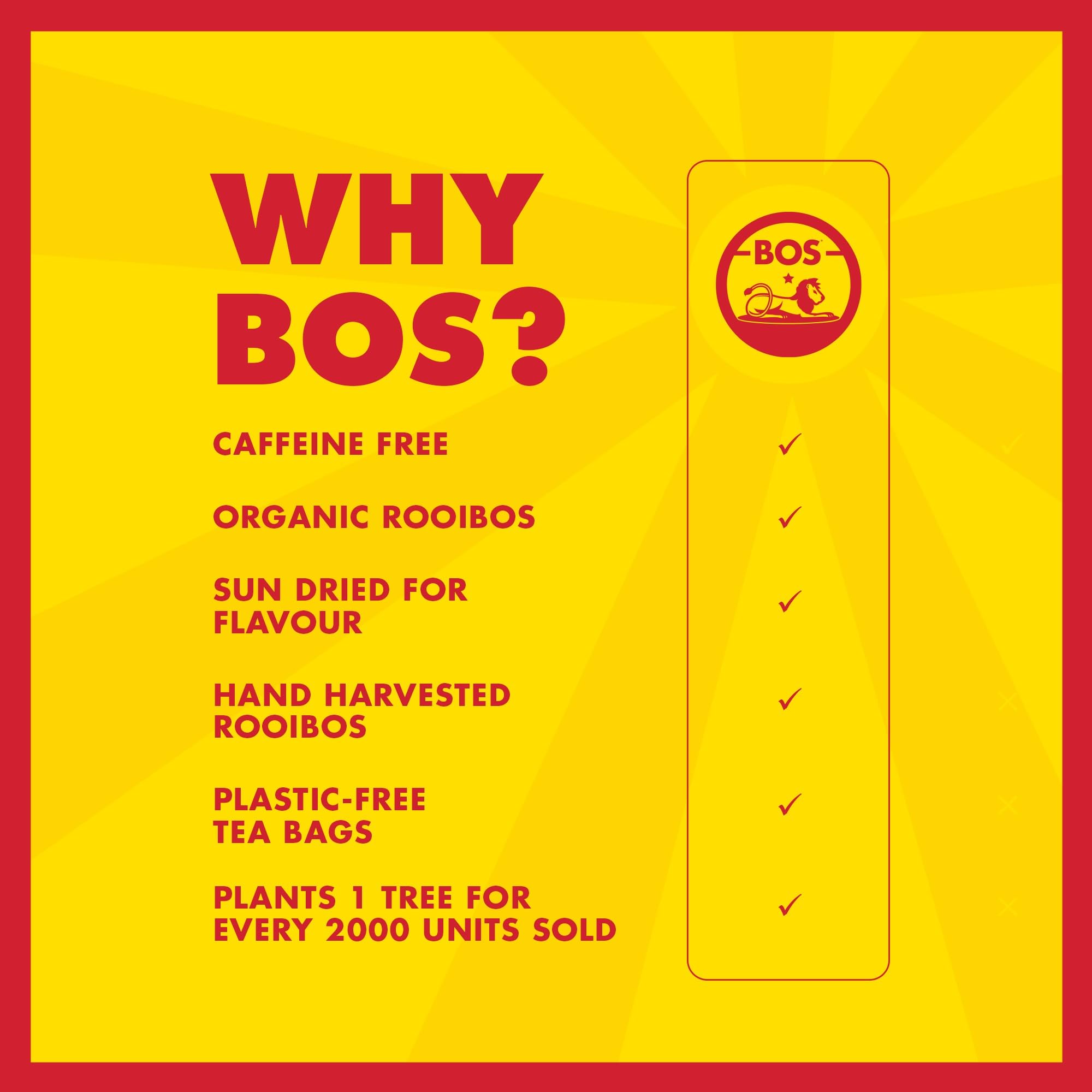 BOS Organic Rooibos Herbal Tea - Caffeine Free | 100 Teabags | 250g Carton 8