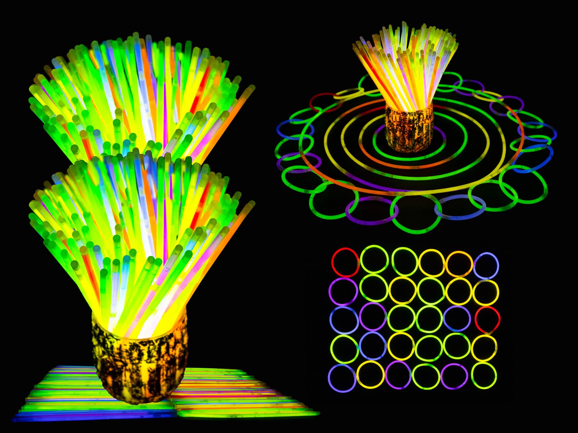 SHATCHI 100Pcs Glow Sticks - 10-12 Hour Glow | Neon Colours | Unisex Children 7