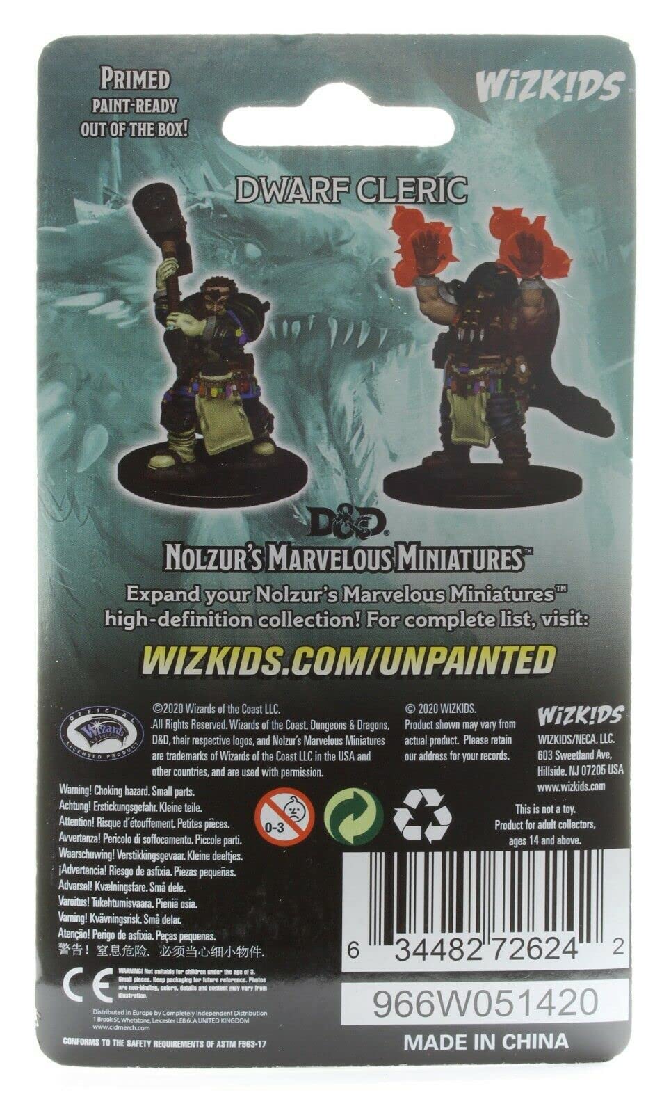 Dungeons & Dragons Nolzur's Marvelous Unpainted Miniatures - Dwarf Male Cleric | Preprimed Plastic Figure 2